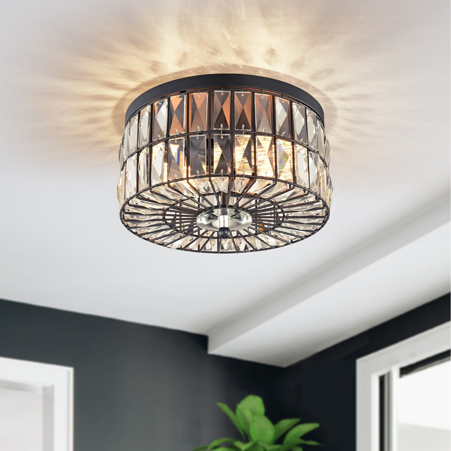 Plafonnier encastré à 2 ampoules en cristal incandescent C Cattleya
