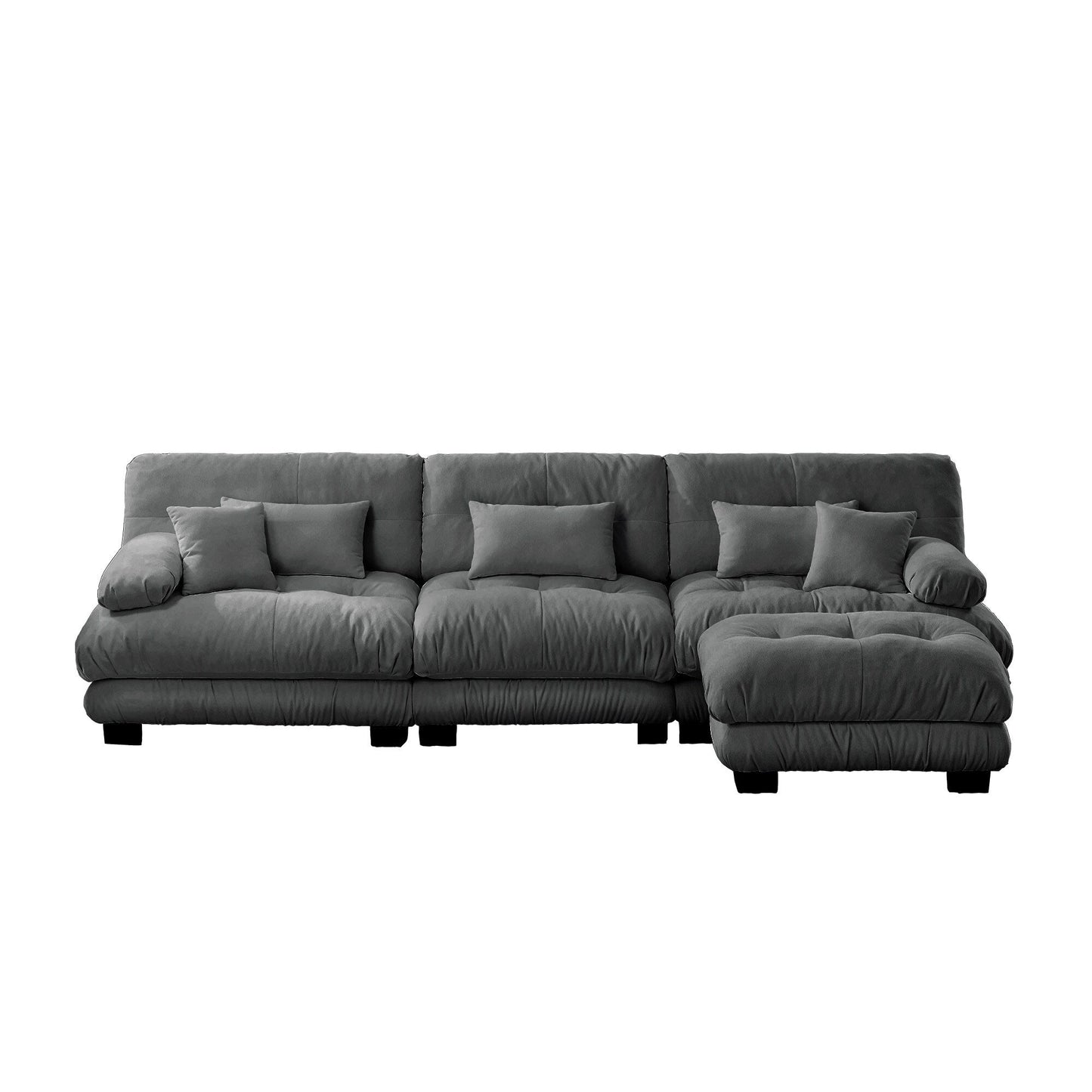 Canapé modulable 3 places, canapé profond en forme de nuage en L avec pouf convertible pour le salon