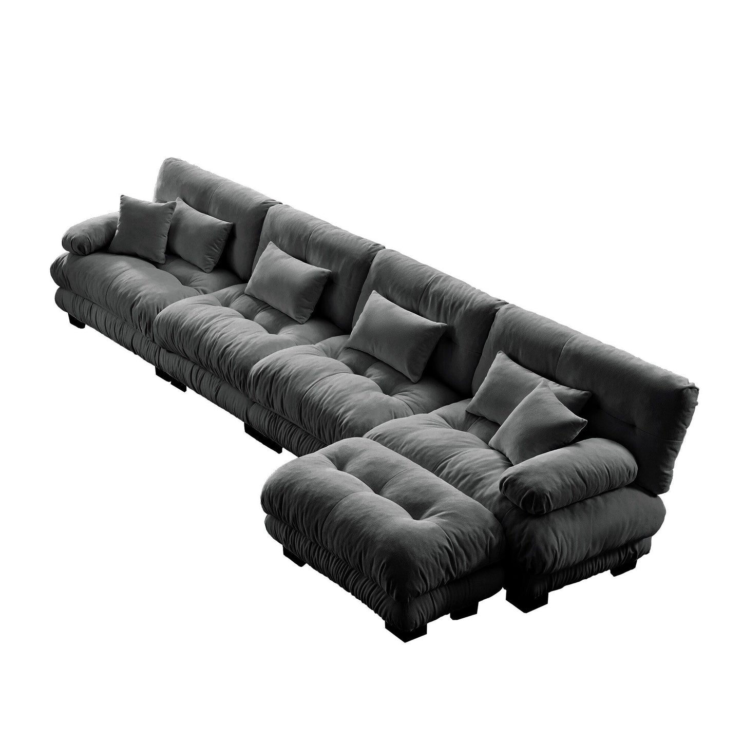 Canapé modulable 3 places, canapé profond en forme de nuage en L avec pouf convertible pour le salon