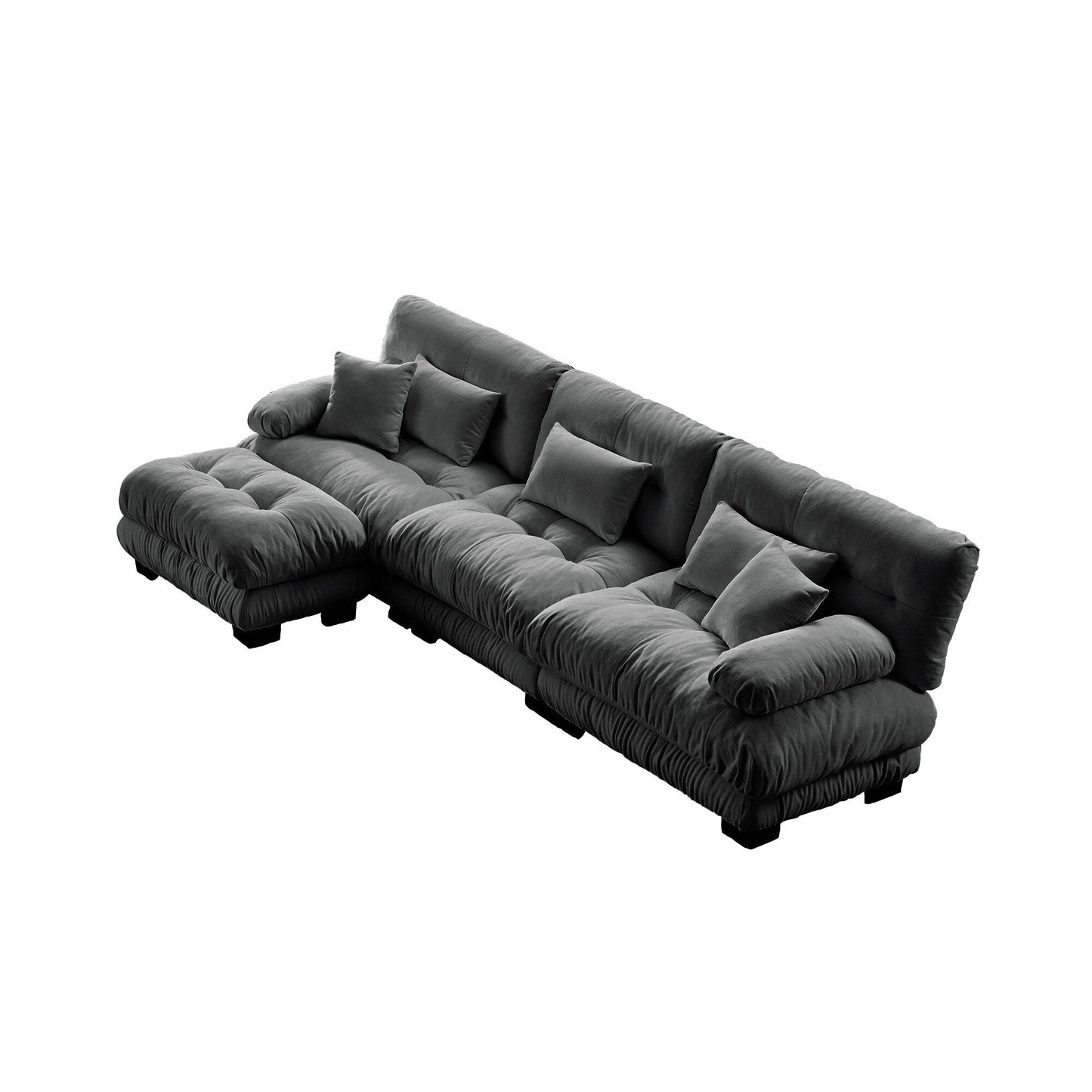 Canapé modulable 3 places, canapé profond en forme de nuage en L avec pouf convertible pour le salon