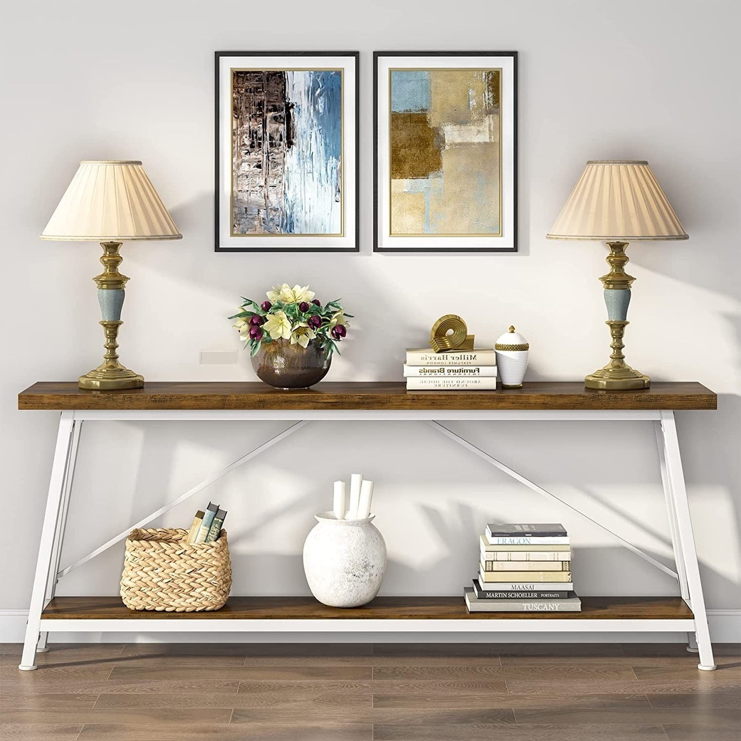 Table console d'entrée extra-longue de 70,9 pouces, style industriel