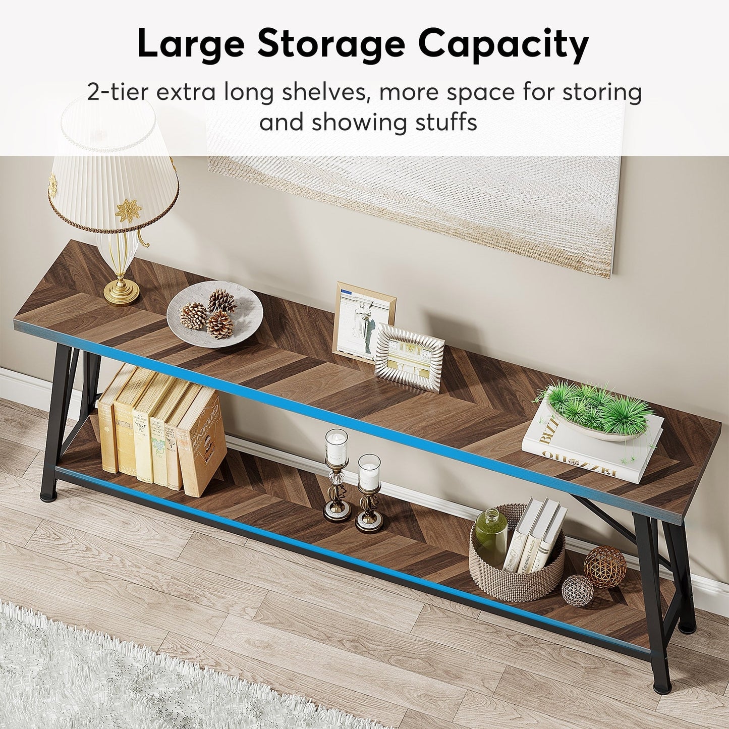 Table console d'entrée extra-longue de 70,9 pouces, style industriel