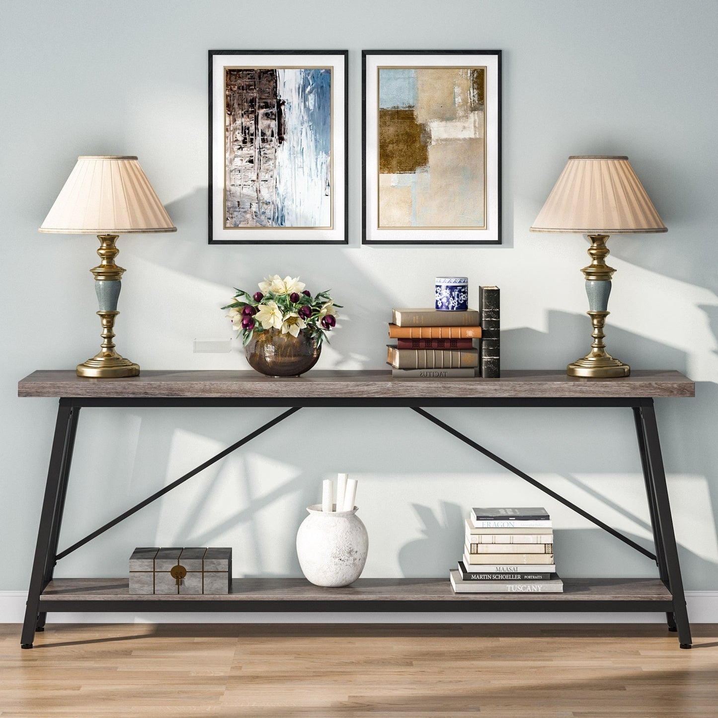 Table console d'entrée extra-longue de 70,9 pouces, style industriel
