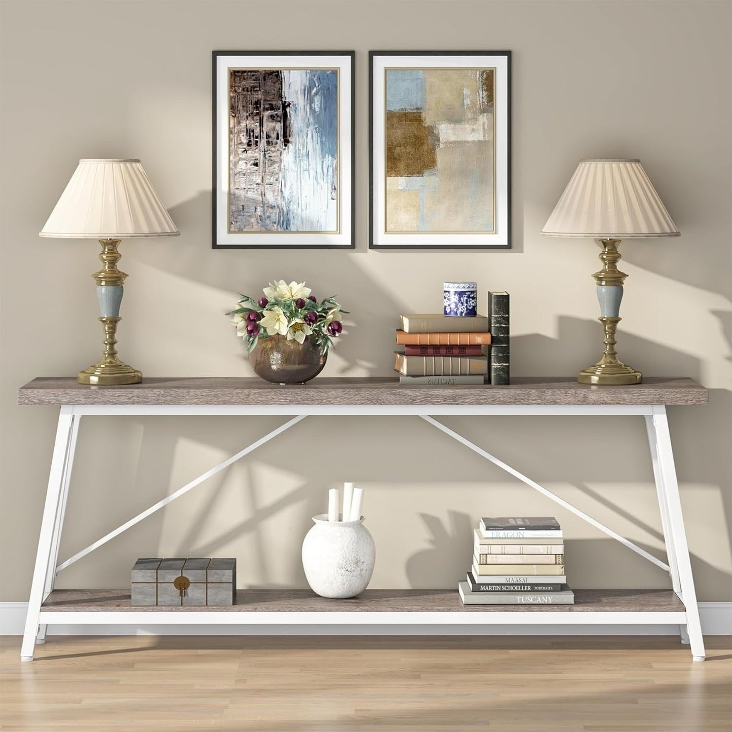 Table console d'entrée extra-longue de 70,9 pouces, style industriel