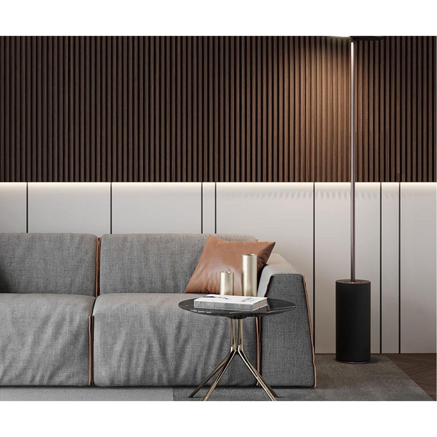 Panneau de revêtement mural en bois massif 93 po x 6 po x 0,8 po - 3 pièces + 1 pièce de garniture d'extrémité