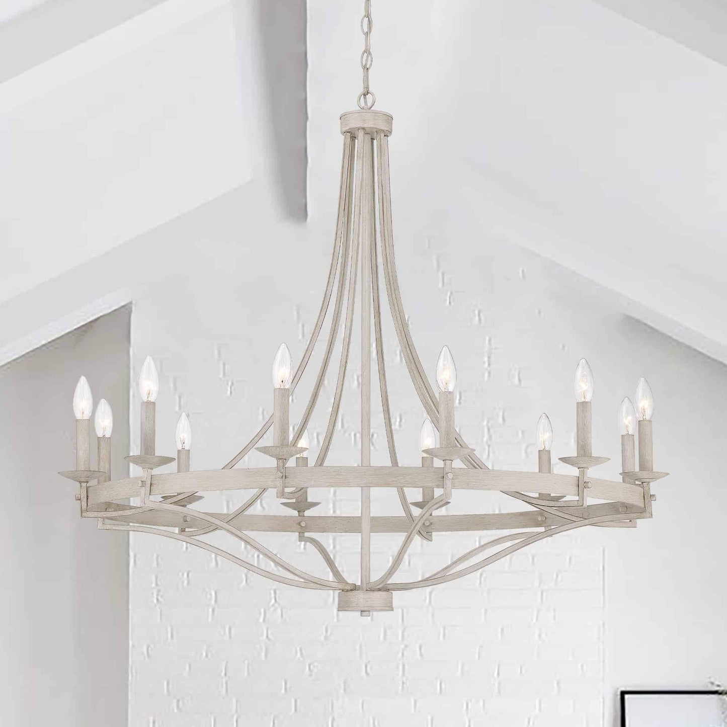 Lustre Empire à 12 lumières de style ferme moderne Fidenza avec roue de chariot et UL - D40'' * H135''
