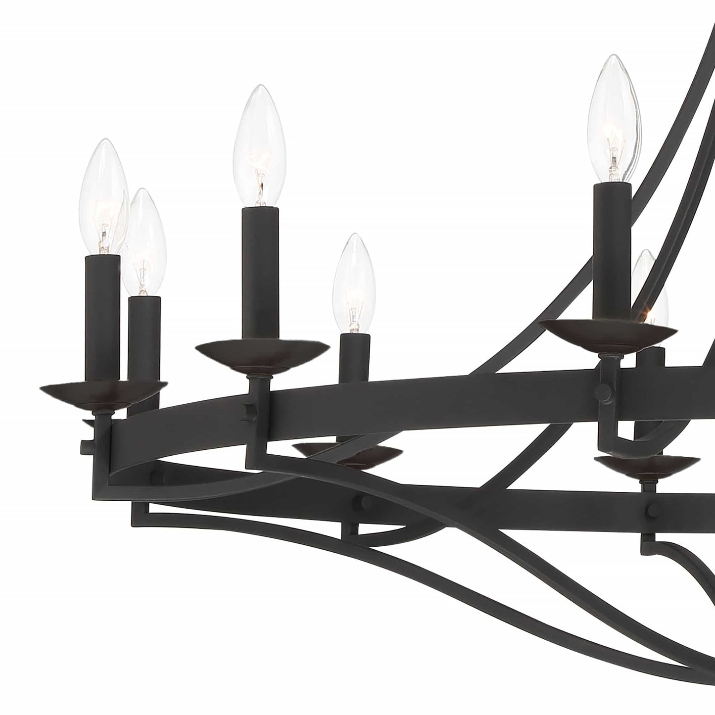 Lustre Empire à 12 lumières de style ferme moderne Fidenza avec roue de chariot et UL - D40'' * H135''