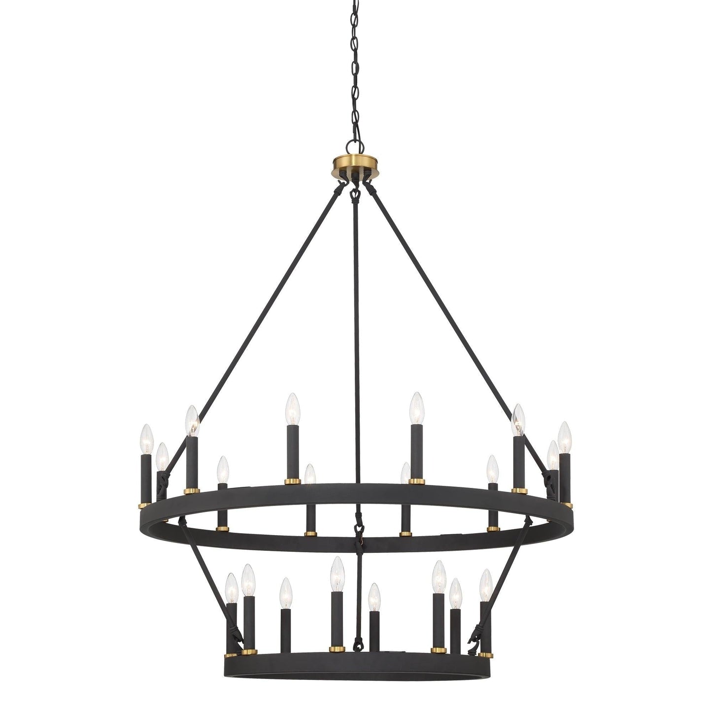Lustre rond en forme de roue de chariot de style ferme moderne Acroma à 20 lumières de 40 po avec UL
