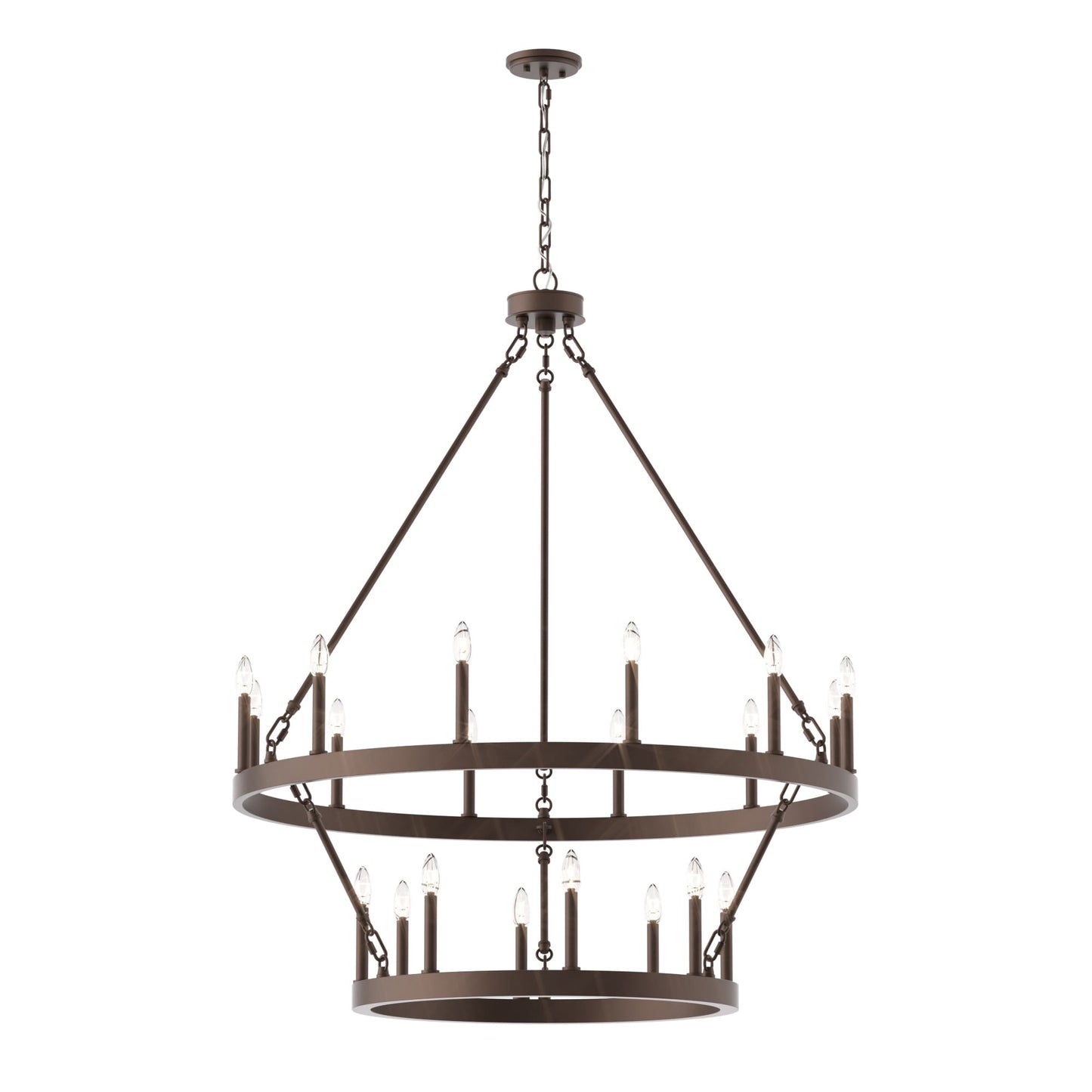 Lustre rond en forme de roue de chariot de style ferme moderne Acroma à 20 lumières de 40 po avec UL