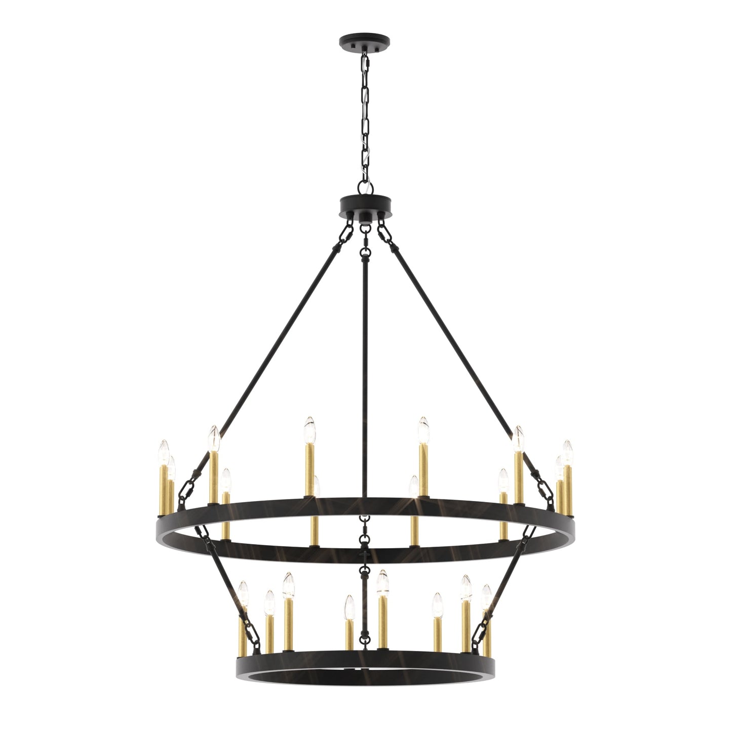 Lustre rond en forme de roue de chariot de style ferme moderne Acroma à 20 lumières de 40 po avec UL