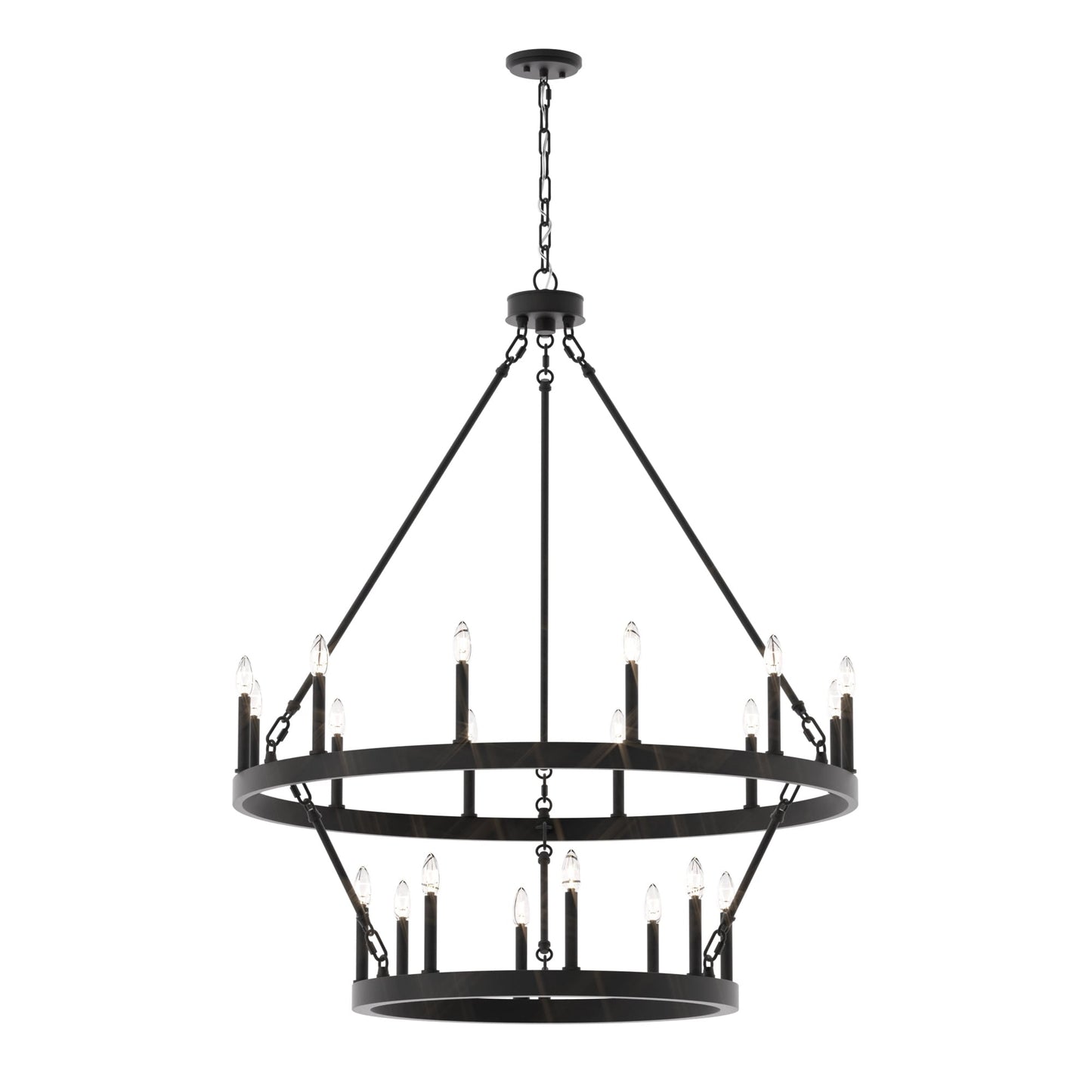 Lustre rond en forme de roue de chariot de style ferme moderne Acroma à 20 lumières de 40 po avec UL