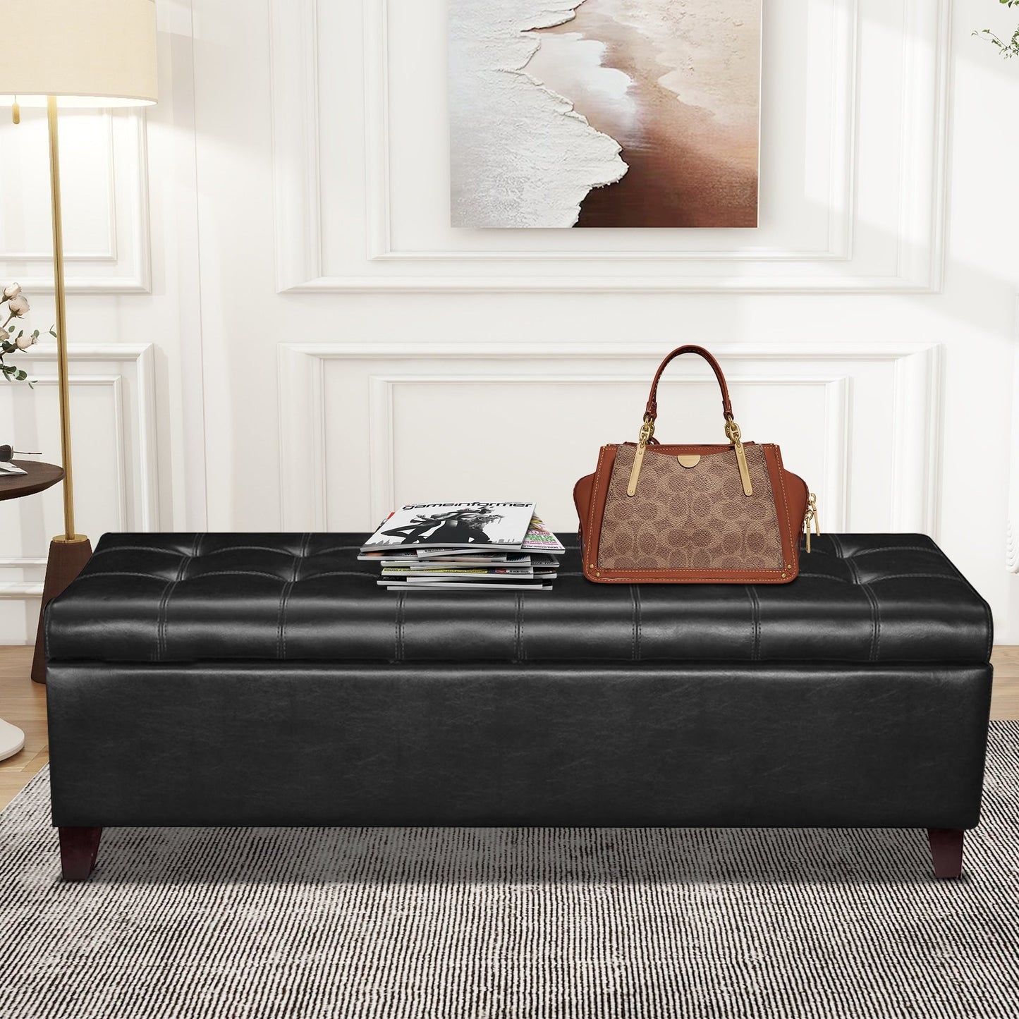 Banc ottoman de rangement en cuir reconstitué Adeco 50