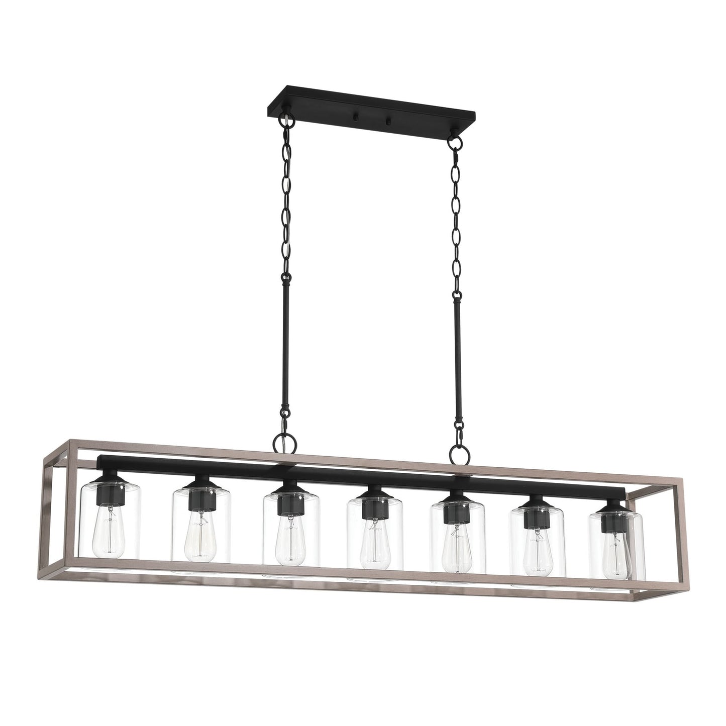 Lustre linéaire rectangulaire Allegray Farmhouse de 52 po à 7 lumières pour îlot de cuisine