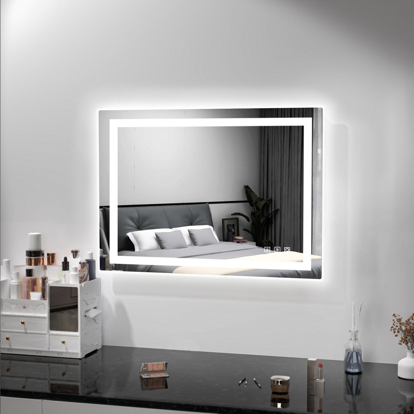Miroir de salle de bain antibuée rétroéclairé RVB et à éclairage frontal LED