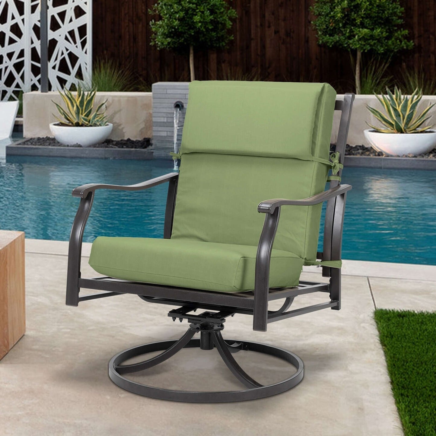 Lot de 4 coussins de chaise à dossier haut Aoodor Patio, 46 x 21 x 4 pouces (coussins uniquement)