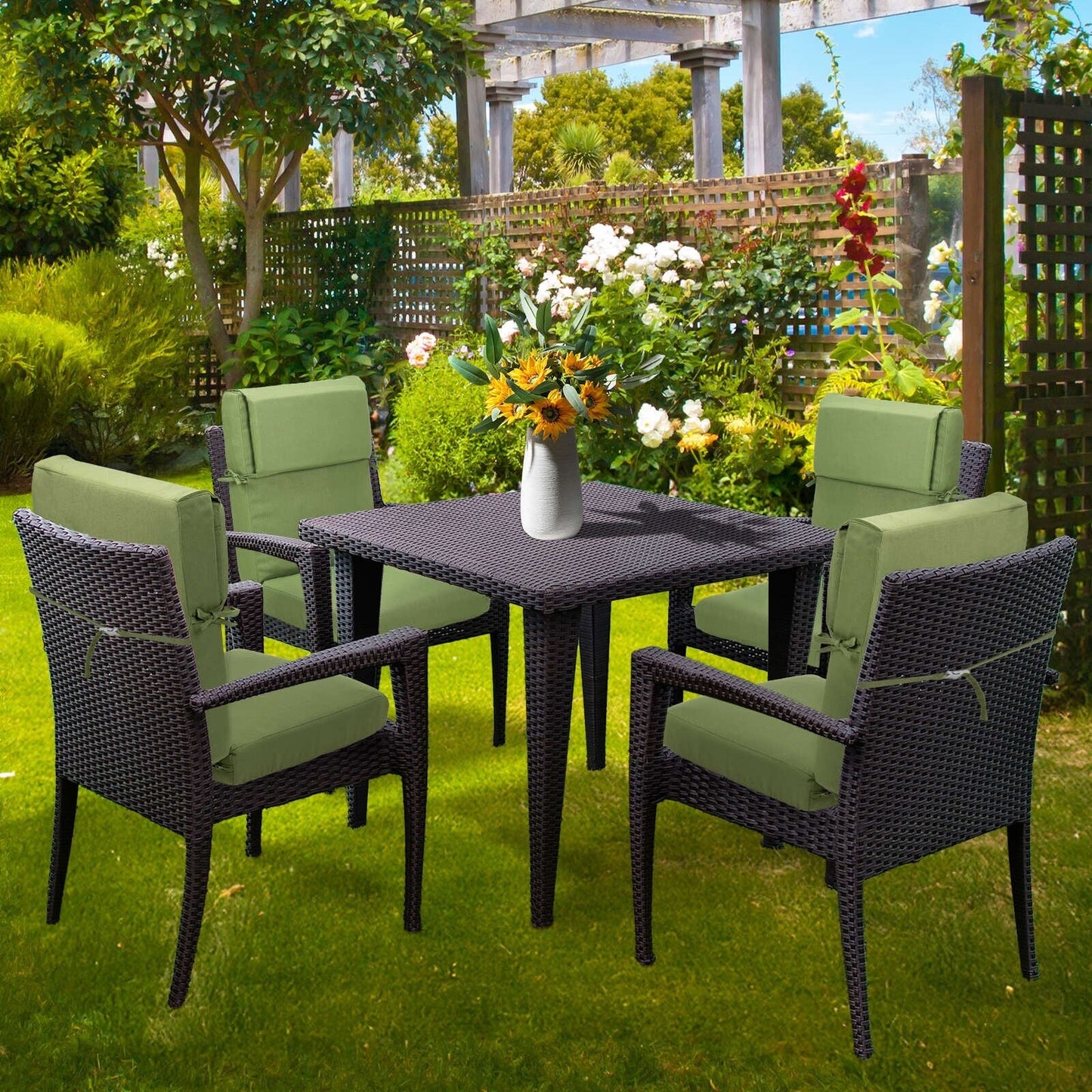 Lot de 4 coussins de chaise à dossier haut Aoodor Patio, 46 x 21 x 4 pouces (coussins uniquement)