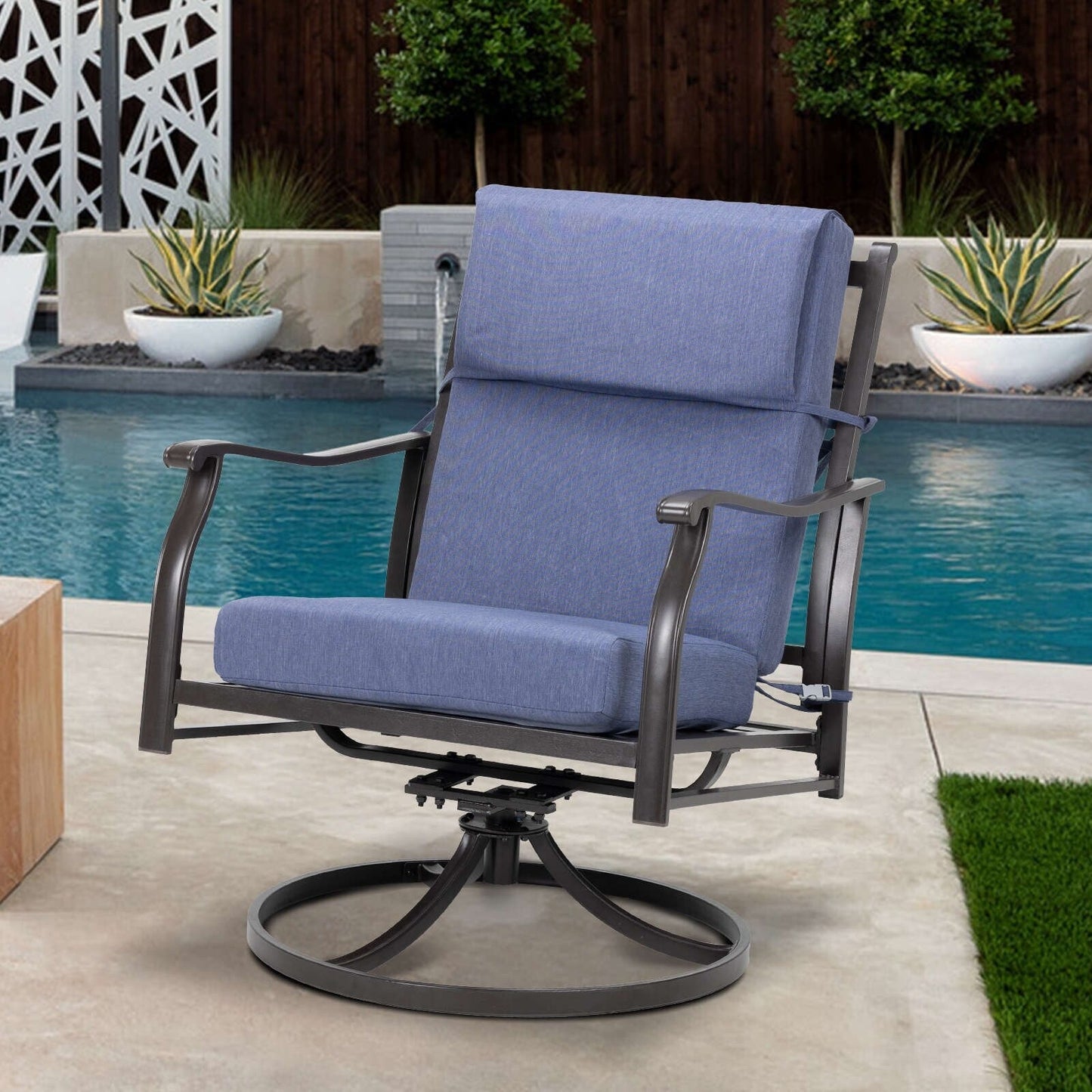 Lot de 4 coussins de chaise à dossier haut Aoodor Patio, 46 x 21 x 4 pouces (coussins uniquement)
