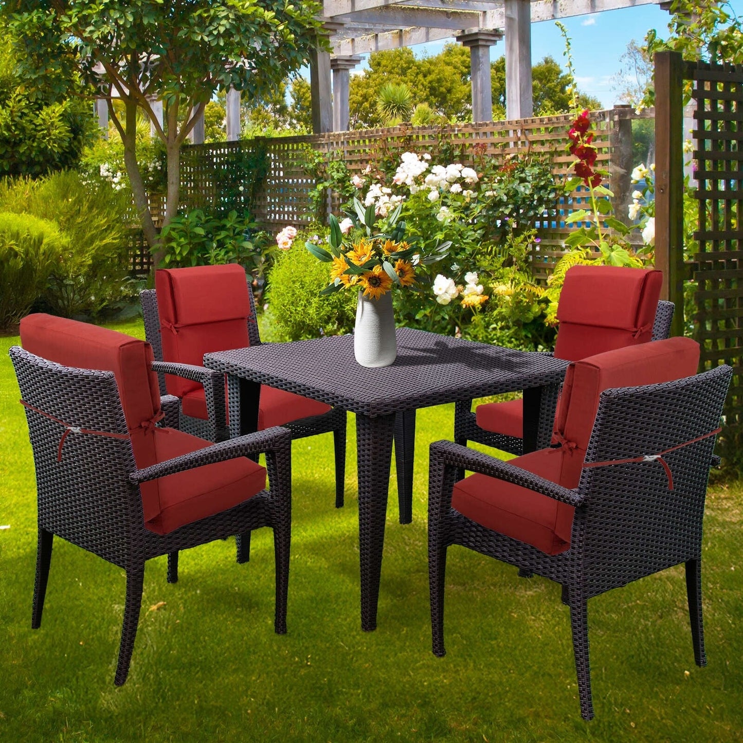 Lot de 4 coussins de chaise à dossier haut Aoodor Patio, 46 x 21 x 4 pouces (coussins uniquement)