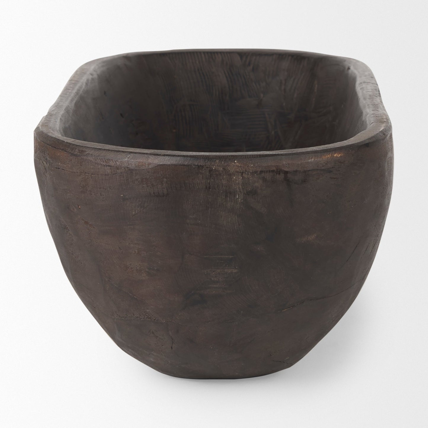Bol oblong extra large Athena en bois récupéré noir-brun - 26,0 L x 10,0 l x 7,0 H