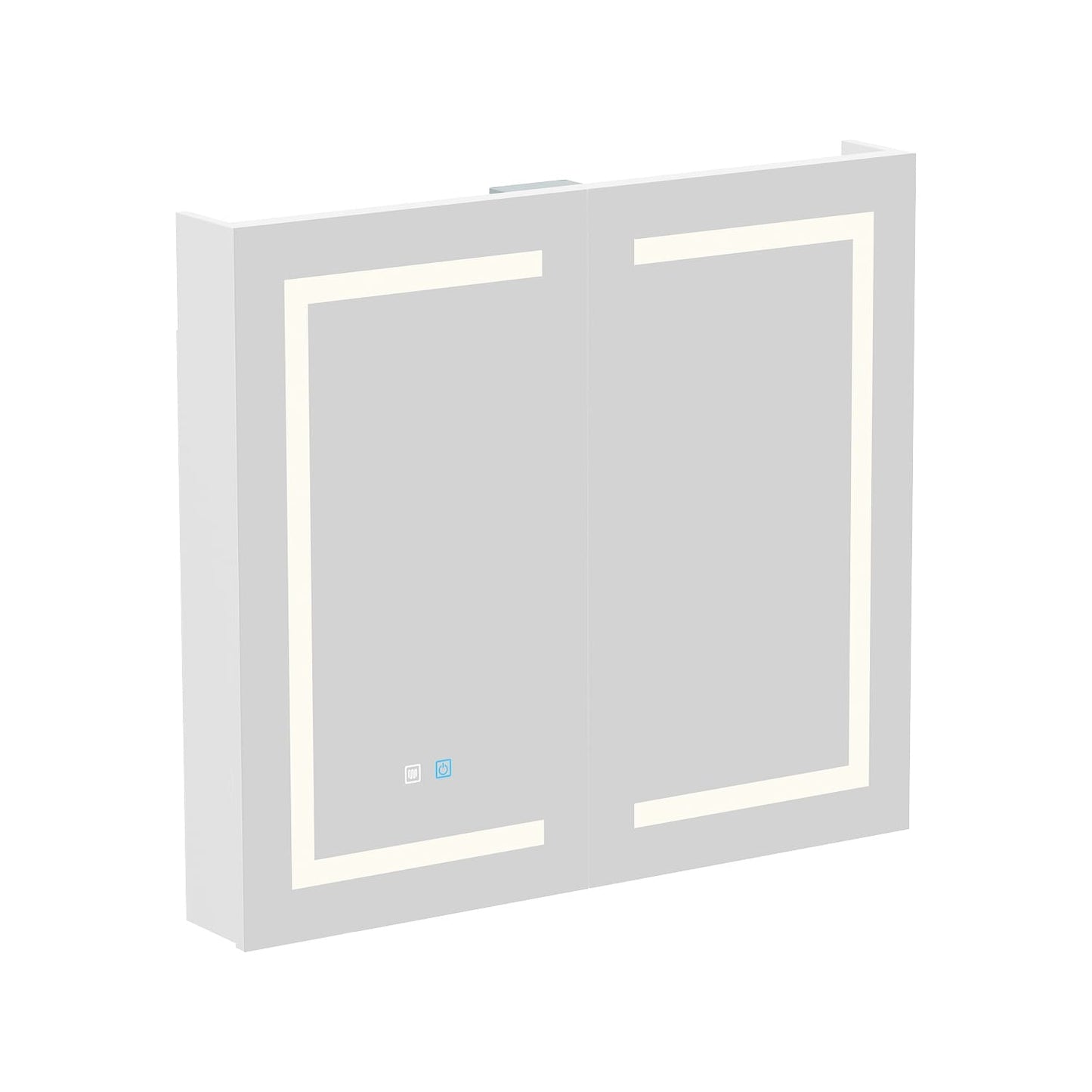 Armoire à pharmacie de salle de bain avec miroir LED antibuée 6 000 K, armoire murale blanche