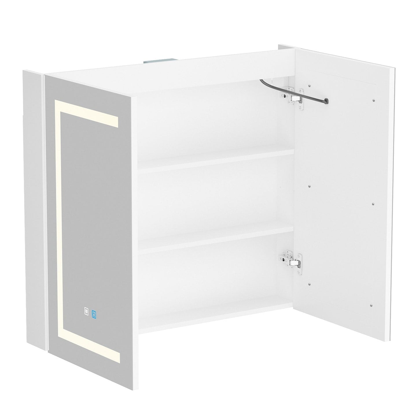 Armoire à pharmacie de salle de bain avec miroir LED antibuée 6 000 K, armoire murale blanche