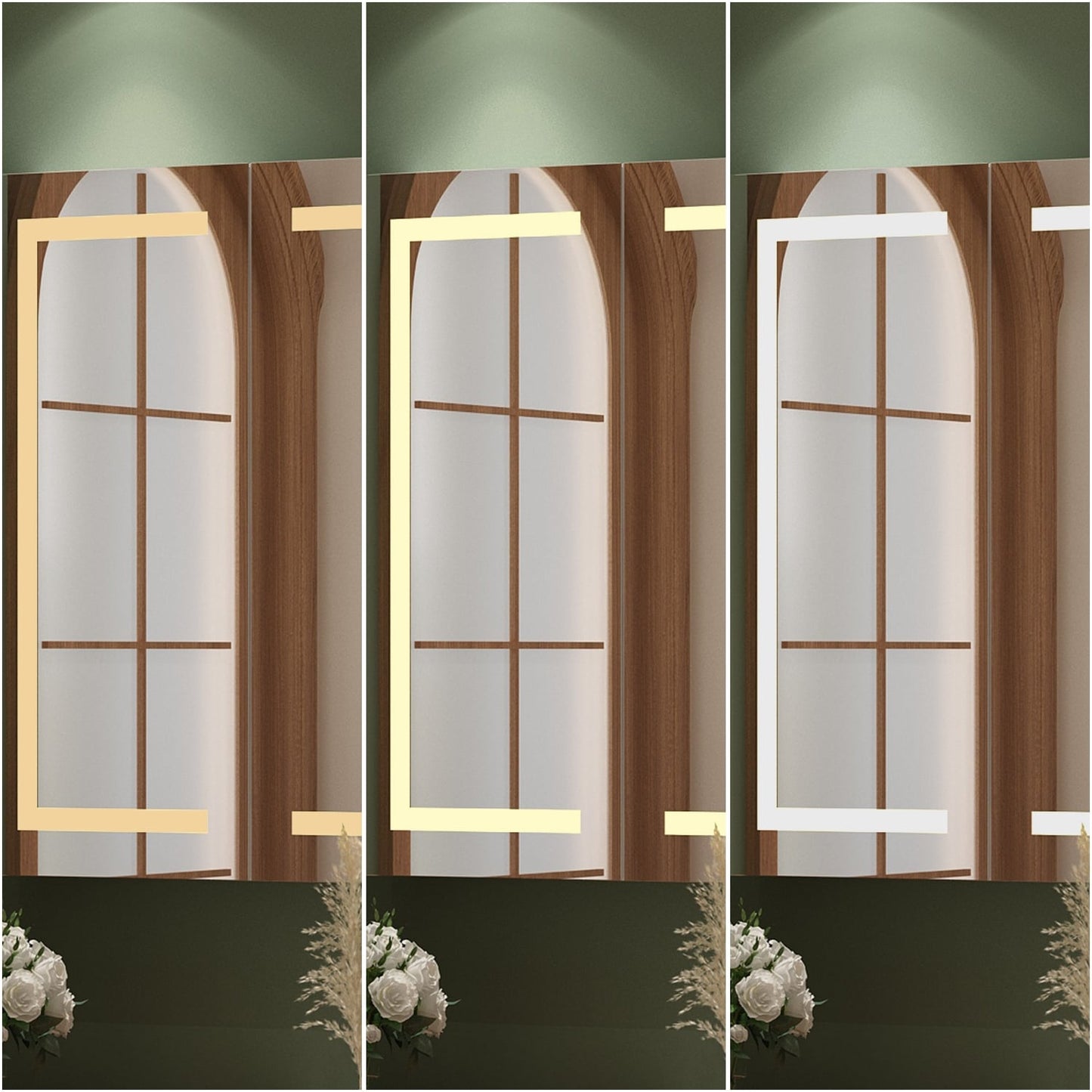 Armoire à pharmacie de salle de bain avec miroir LED antibuée 6 000 K, armoire murale blanche
