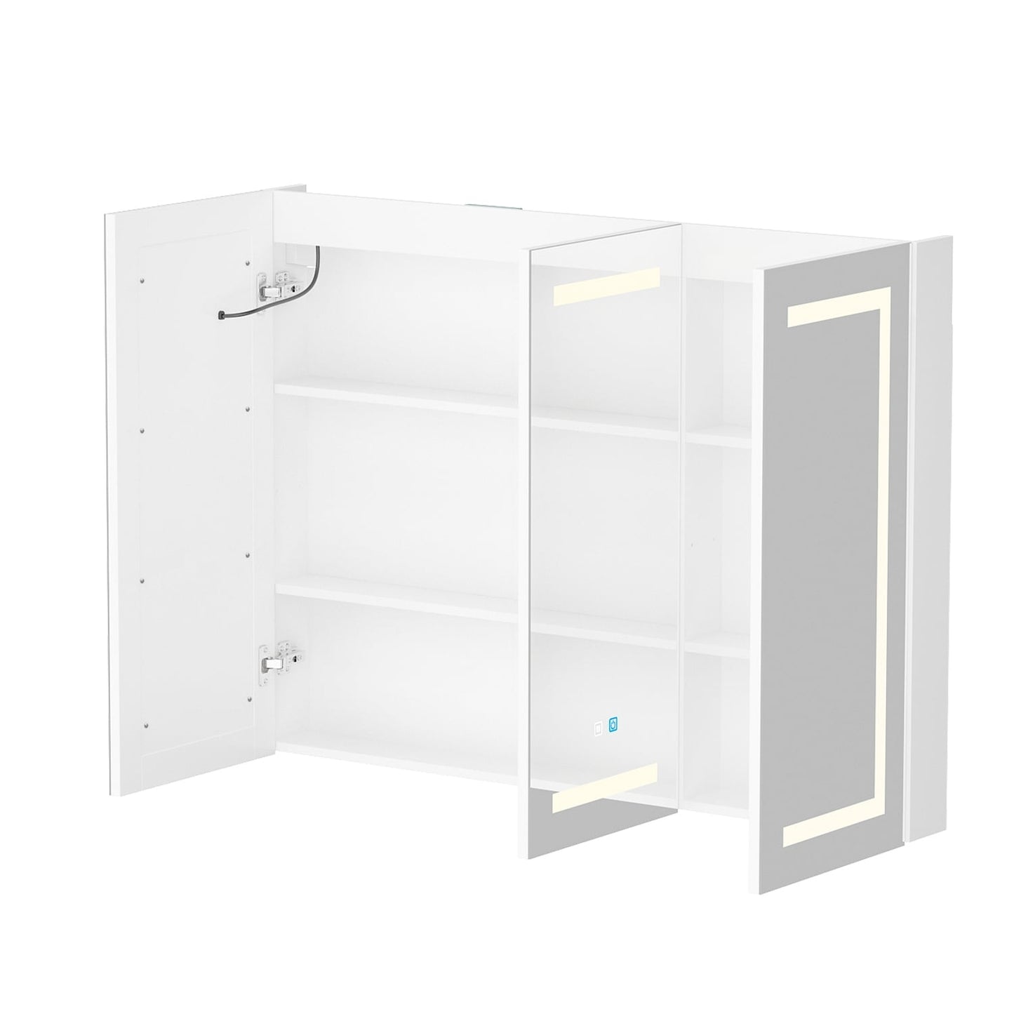 Armoire à pharmacie de salle de bain avec miroir LED antibuée 6 000 K, armoire murale blanche