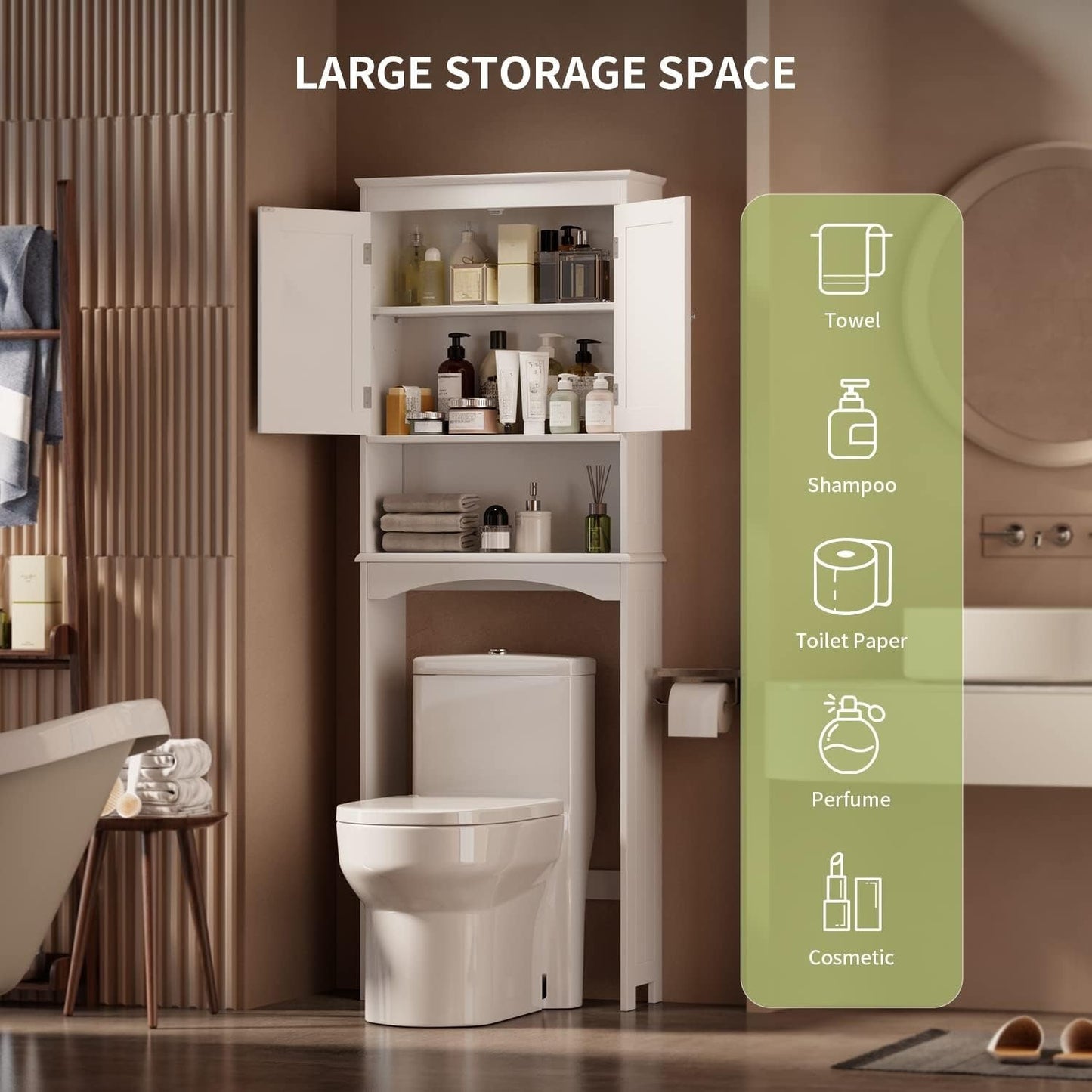 Meuble de rangement pour salle de bain, meuble de rangement pour toilettes, étagère de salle de bain au-dessus des toilettes, toilettes gain de place