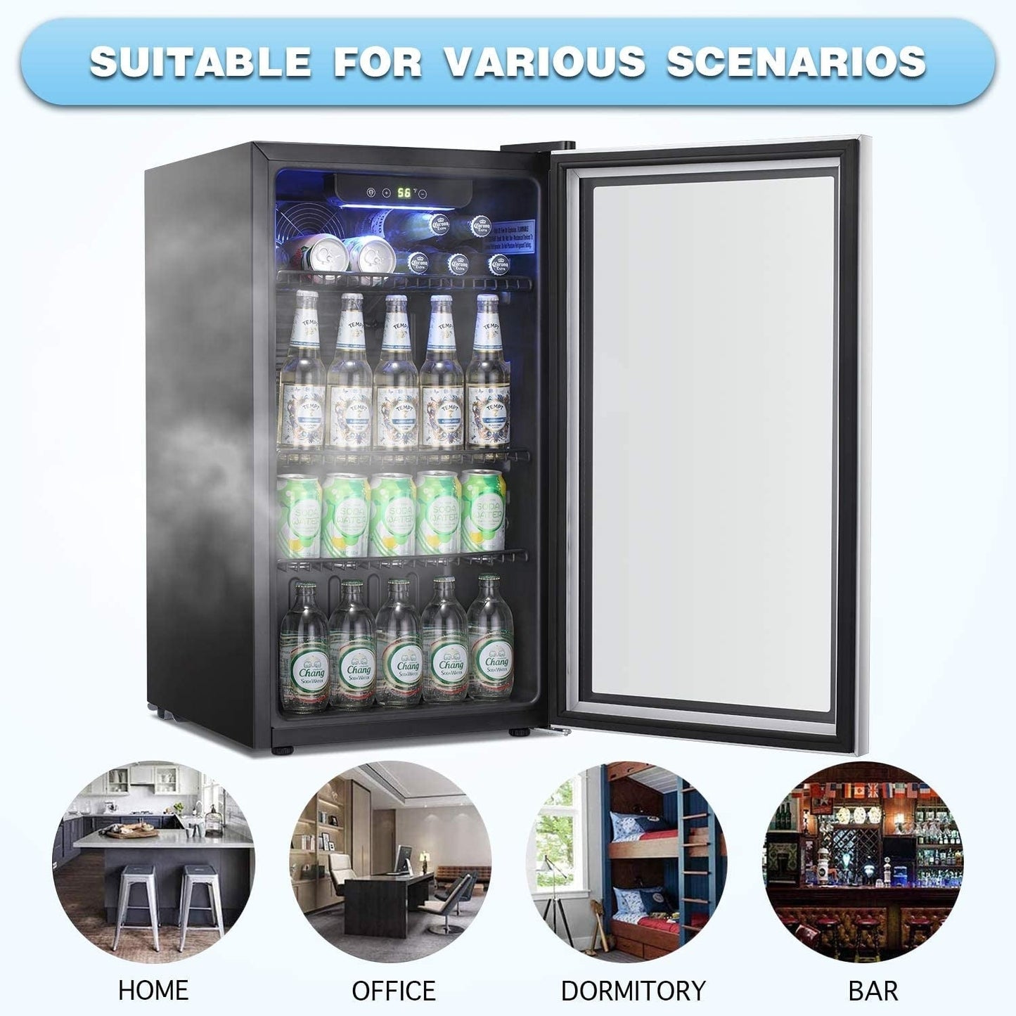 Réfrigérateur à boissons - Mini réfrigérateur 120 canettes avec porte vitrée