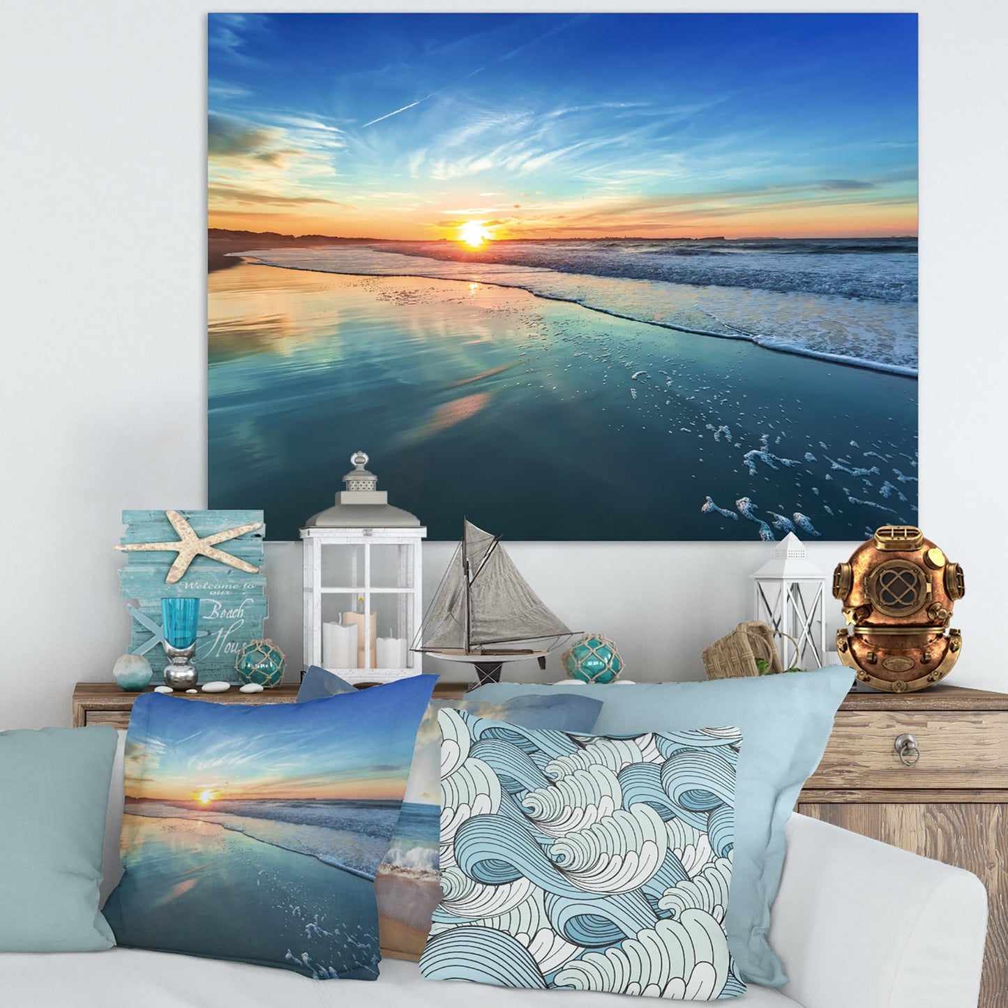 Coucher de soleil au bord de mer - Toile murale