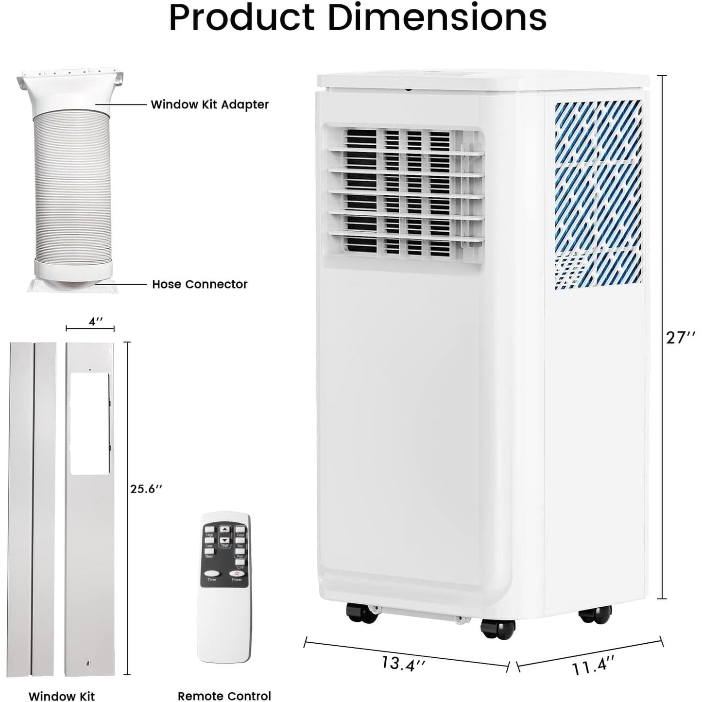 Climatiseurs portables Bossin 8 000 BTU (Ashrae), 5 000 BTU (SACC) 3 en 1 avec télécommande, refroidisseur d'air portable pour pièce silencieuse - 880 V