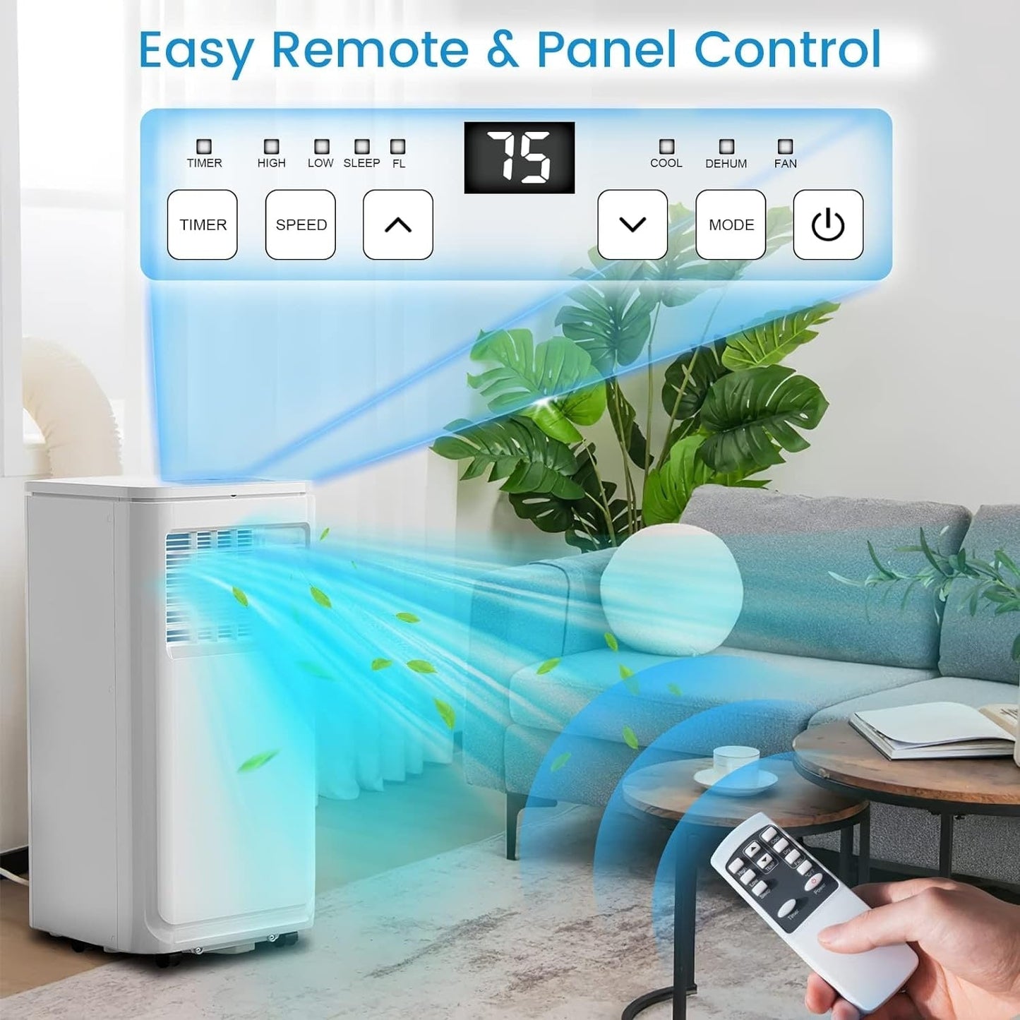 Climatiseurs portables Bossin 8 000 BTU (Ashrae), 5 000 BTU (SACC) 3 en 1 avec télécommande, refroidisseur d'air portable pour pièce silencieuse - 880 V