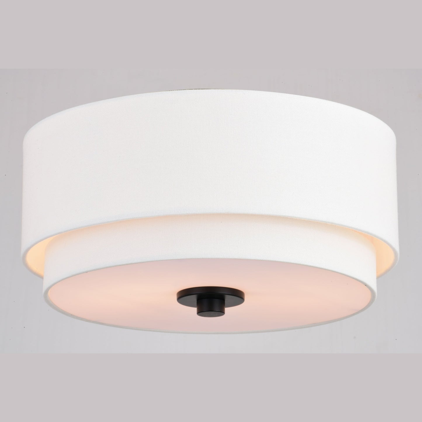 Plafonnier moderne du milieu du siècle de Burnaby avec abat-jour tambour en lin blanc