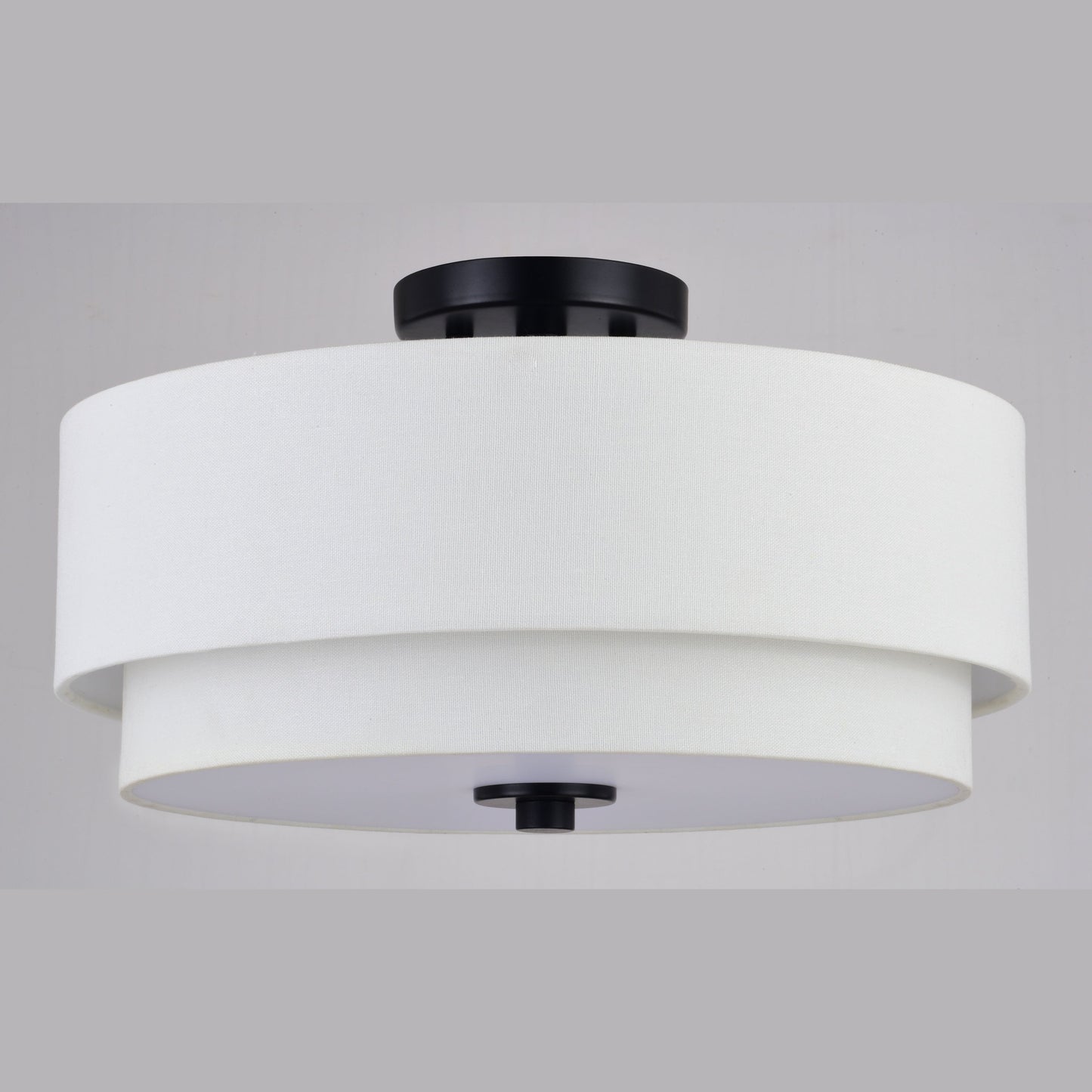Plafonnier moderne du milieu du siècle de Burnaby avec abat-jour tambour en lin blanc