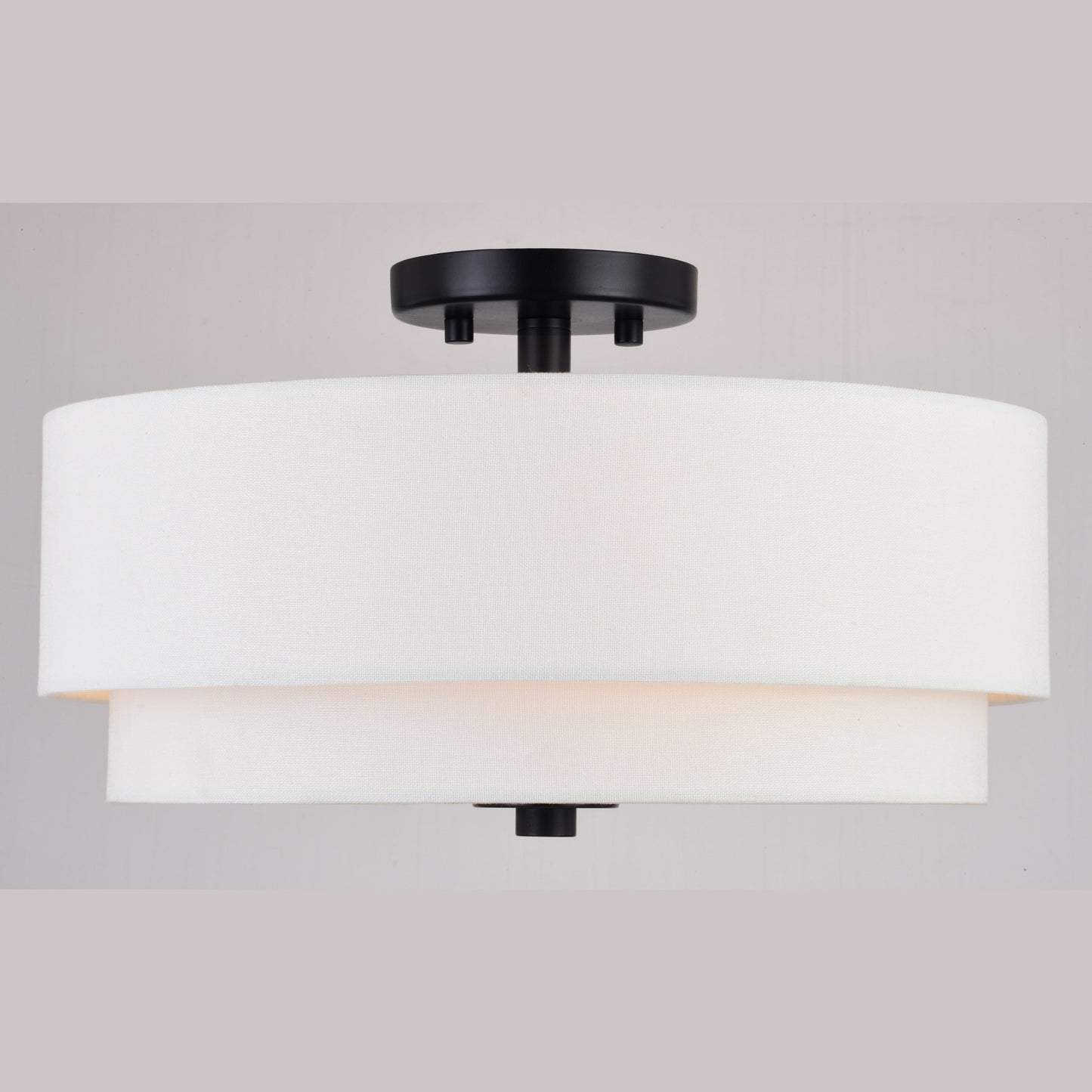 Plafonnier moderne du milieu du siècle de Burnaby avec abat-jour tambour en lin blanc