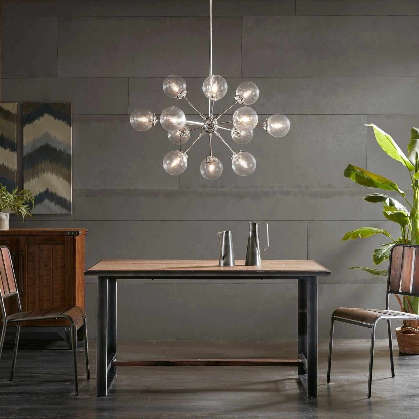 Lustre Paige à 12 lumières avec ampoules globe surdimensionnées INK+IVY