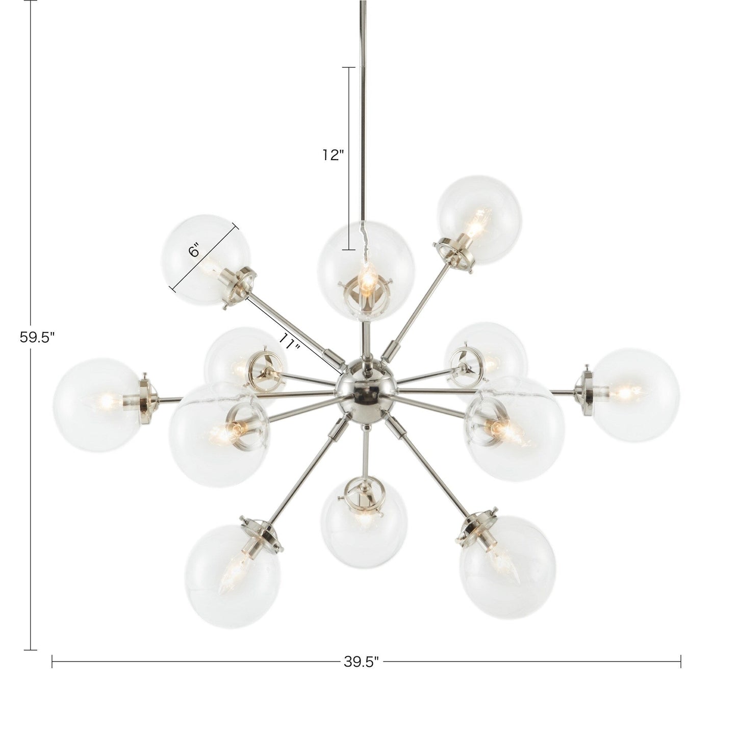 Lustre Paige à 12 lumières avec ampoules globe surdimensionnées INK+IVY