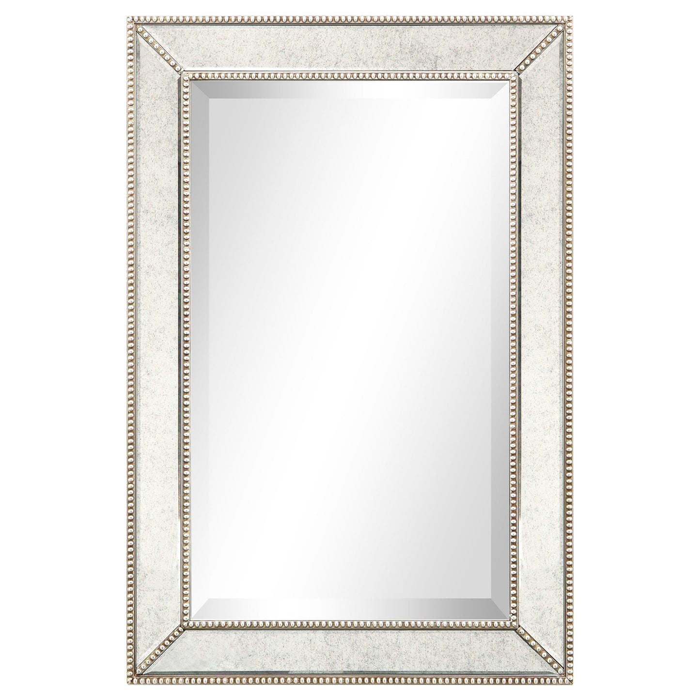 Miroir mural rectangulaire biseauté en perles de champagne - Transparent