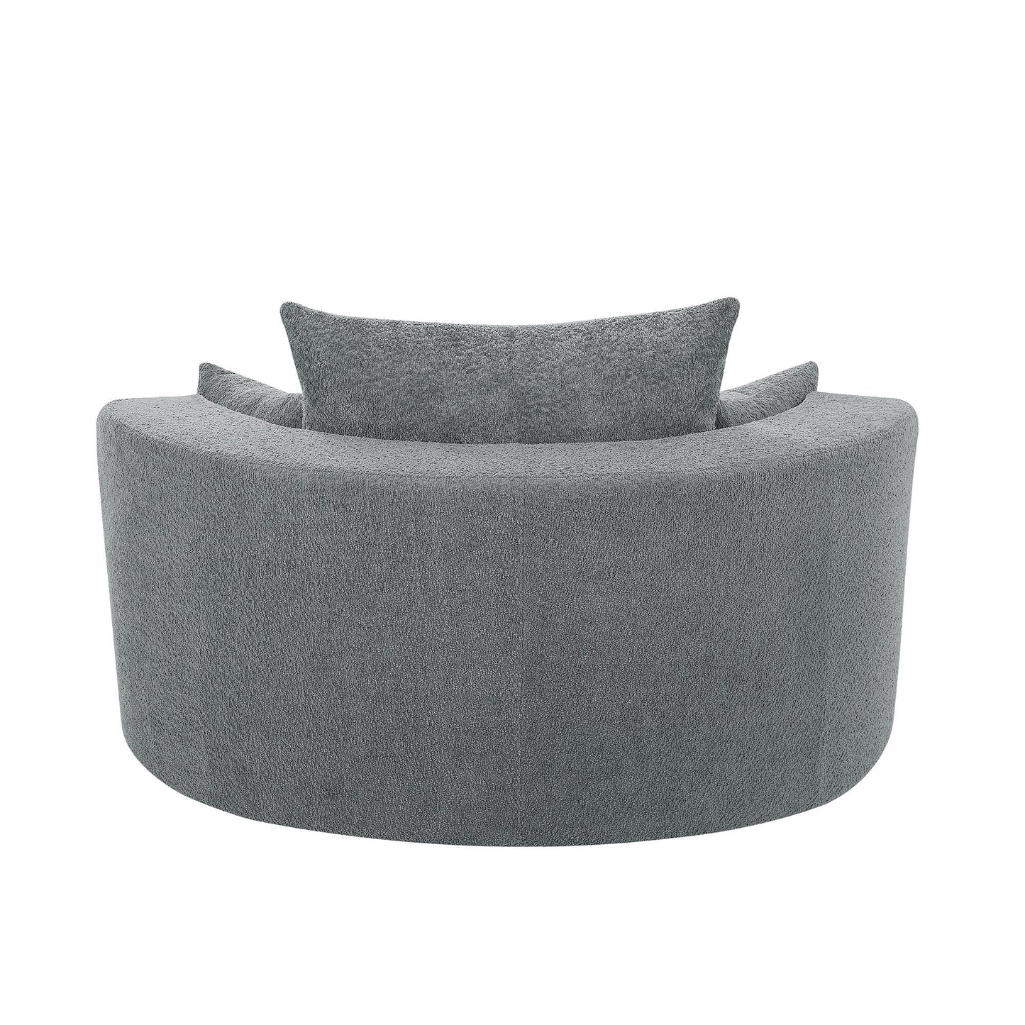 Fauteuil d'appoint en chenille, fauteuil rond avec base pivotante à 360 degrés et 3 coussins amovibles