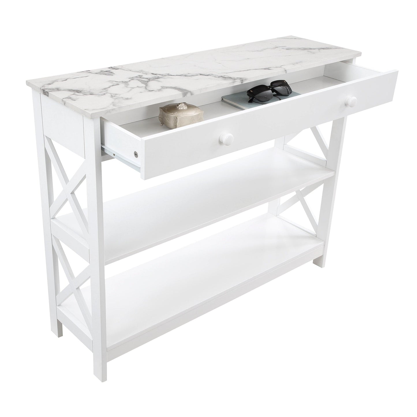 Console Oxford à 1 tiroir avec étagères Convenience Concepts