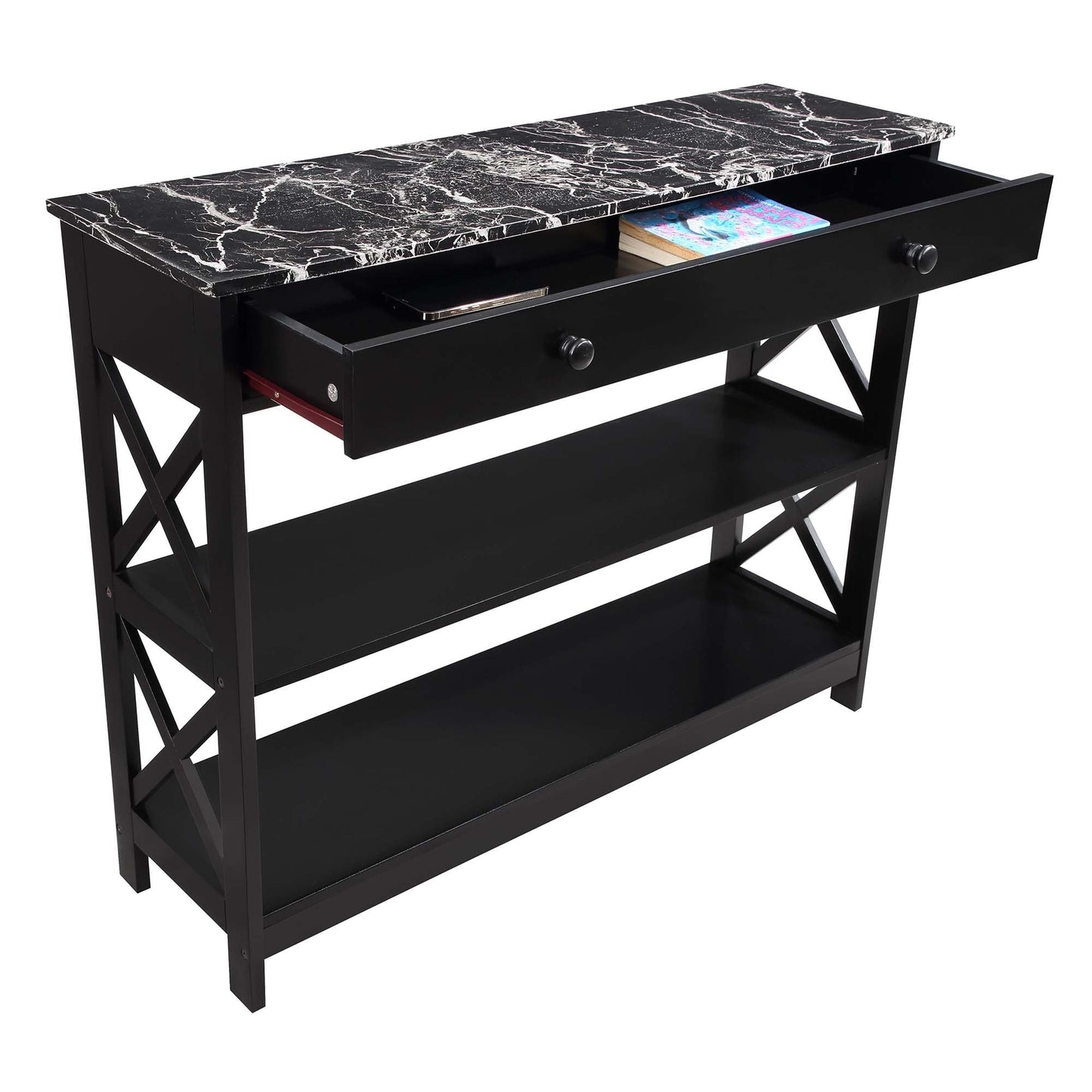 Console Oxford à 1 tiroir avec étagères Convenience Concepts