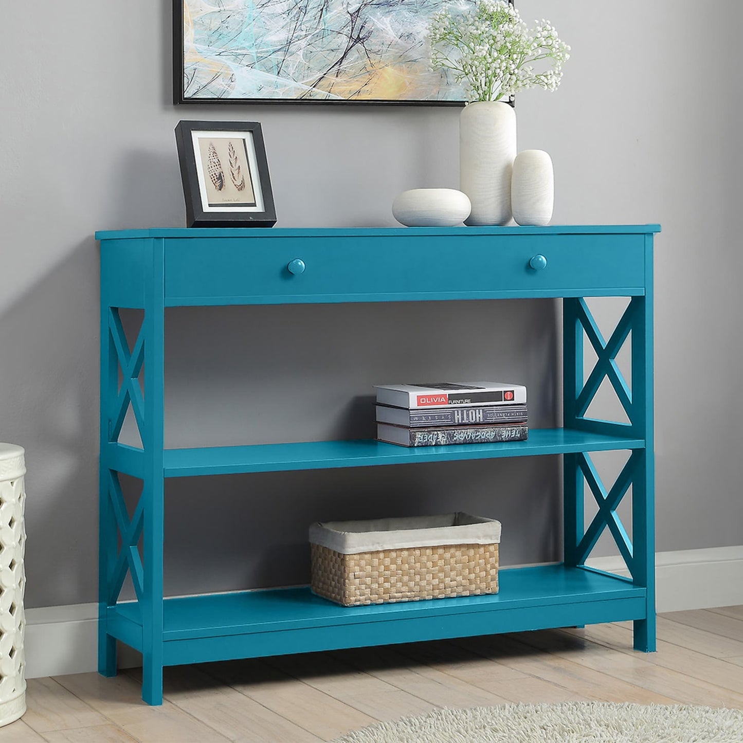Console Oxford à 1 tiroir avec étagères Convenience Concepts