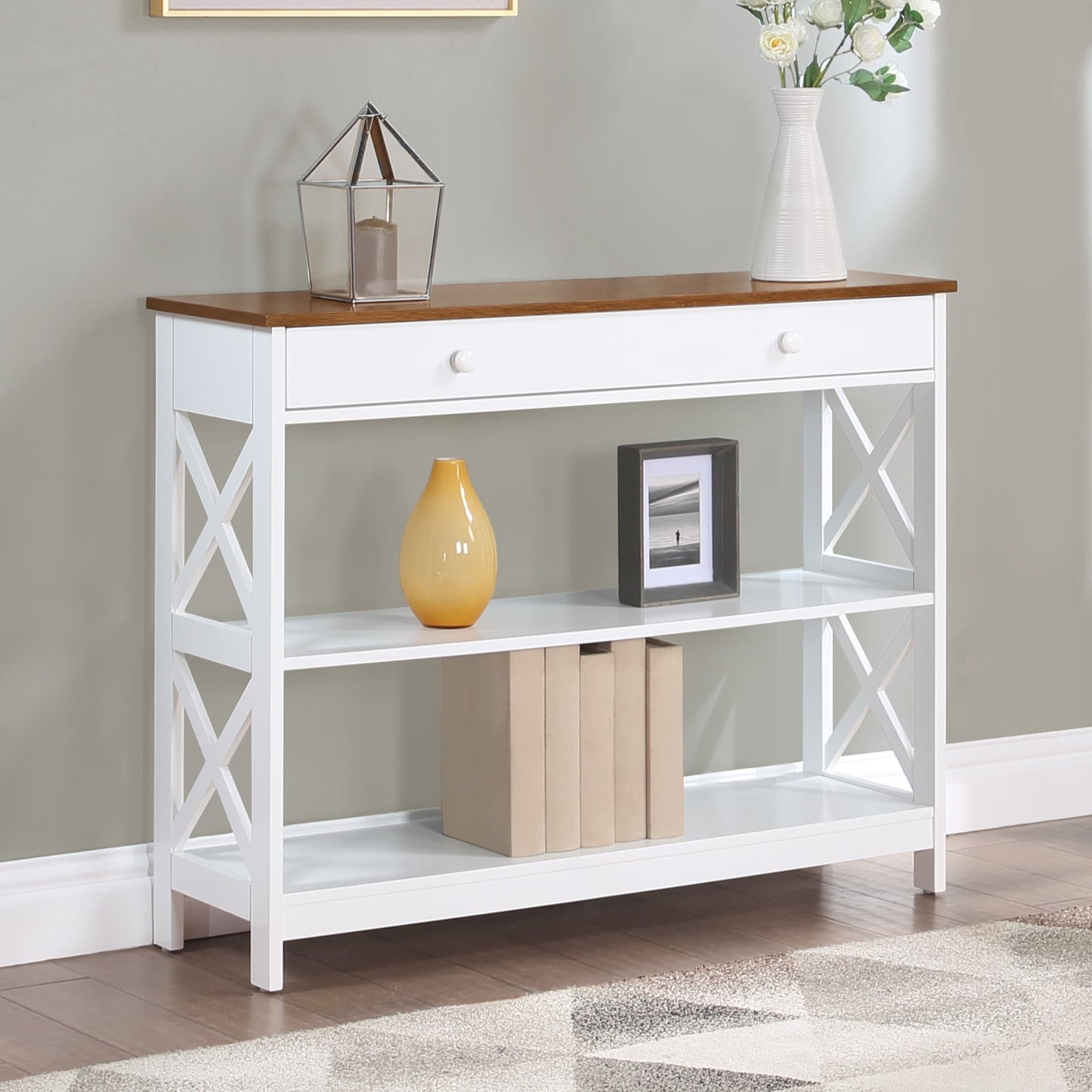 Console Oxford à 1 tiroir avec étagères Convenience Concepts