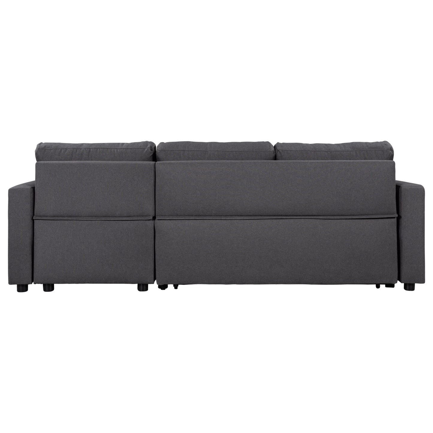 Canapé convertible en L avec lit gigogne et espace de rangement, 2 coussins d'appoint