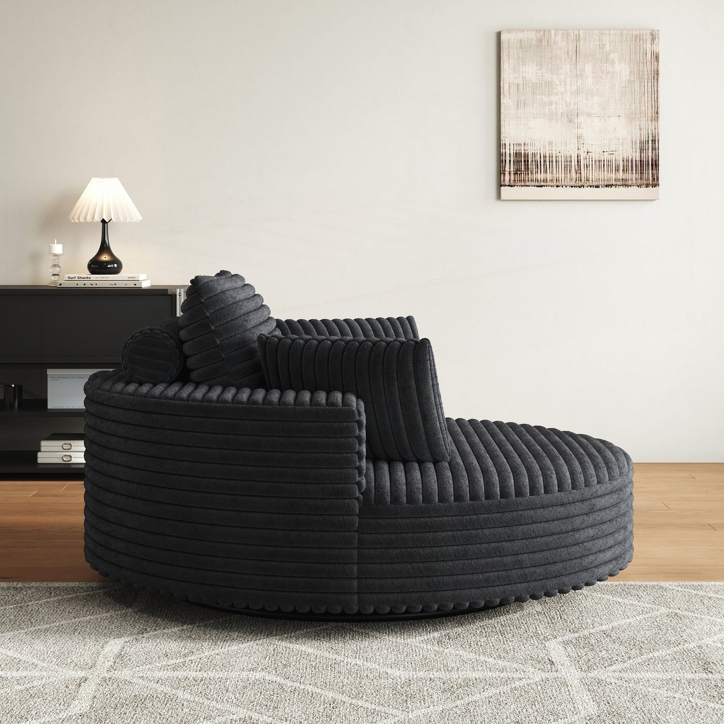 Chaise pivotante simple en velours côtelé et mousse chenille