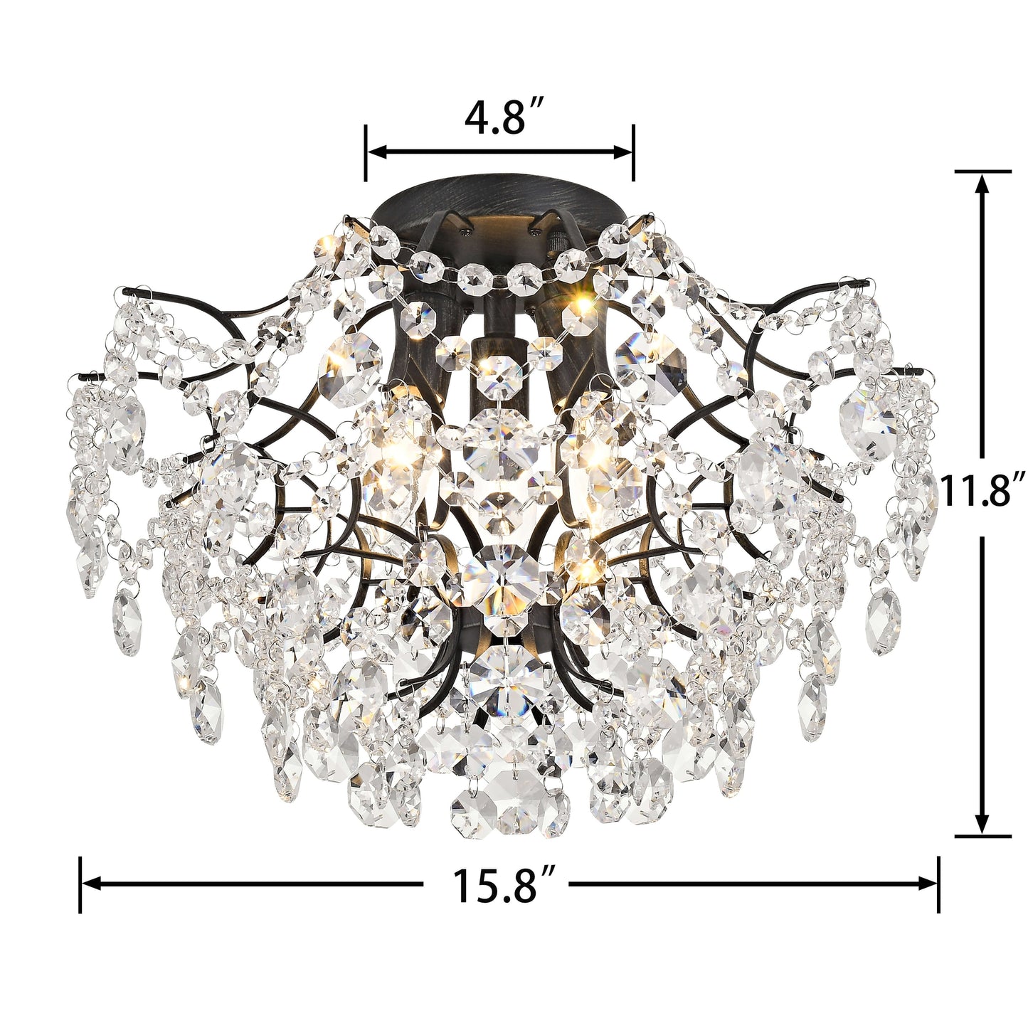 Plafonnier d'intérieur élégant à 3 lumières en cristal Dalia