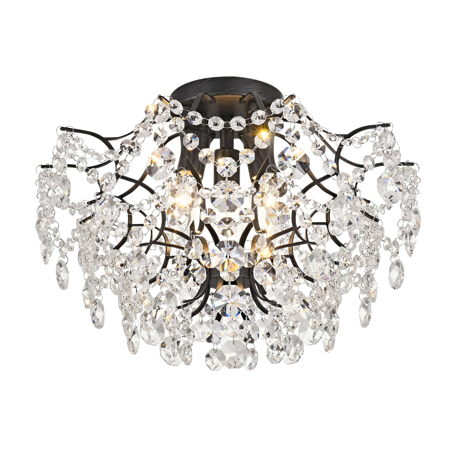 Plafonnier d'intérieur élégant à 3 lumières en cristal Dalia