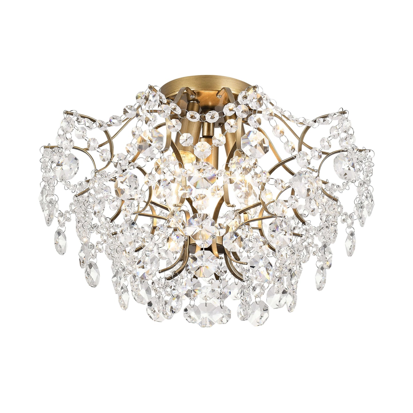 Plafonnier d'intérieur élégant à 3 lumières en cristal Dalia