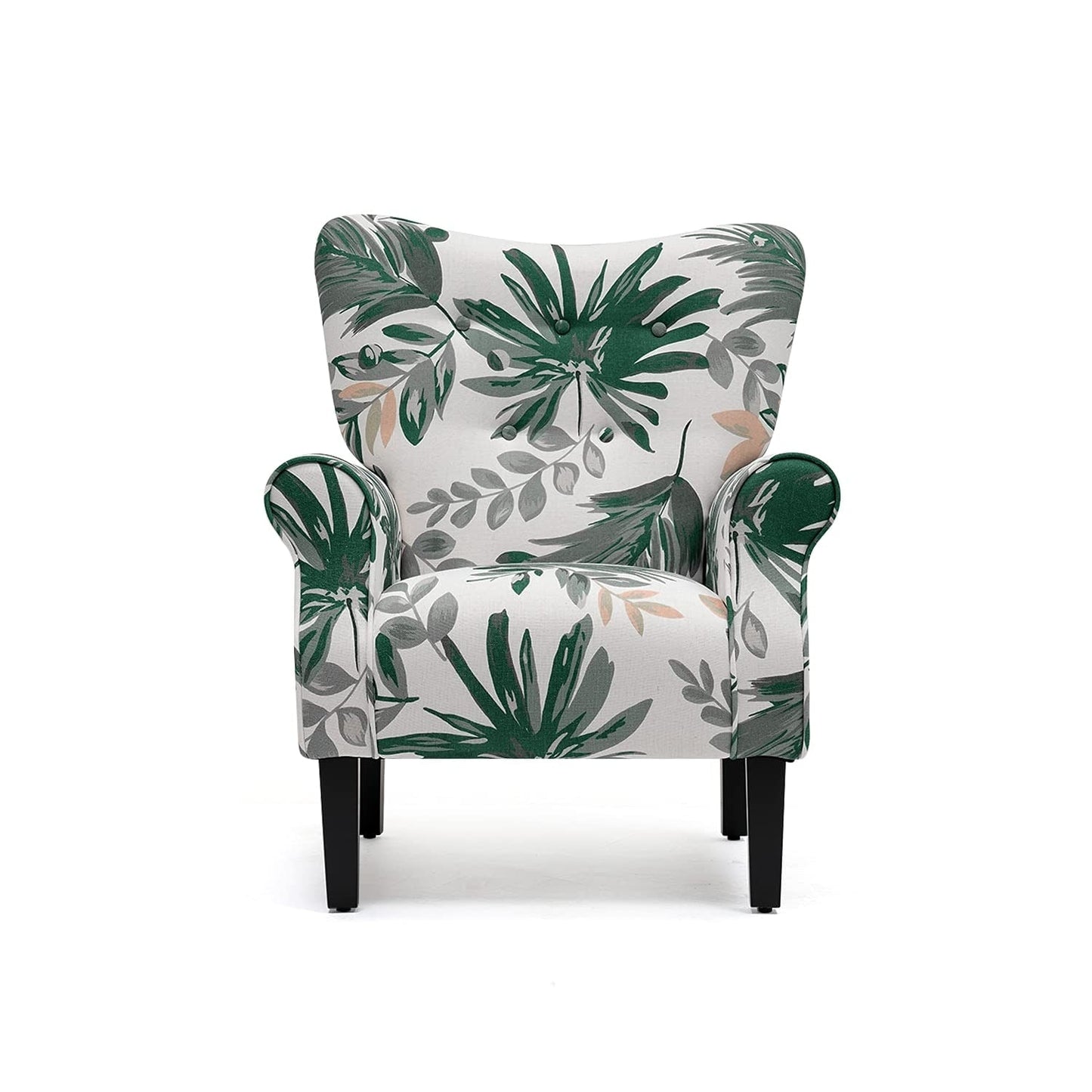 Fauteuil d'appoint moderne Erommy, fauteuil à dossier haut, canapé simple en tissu rembourré avec pieds en bois pour le salon