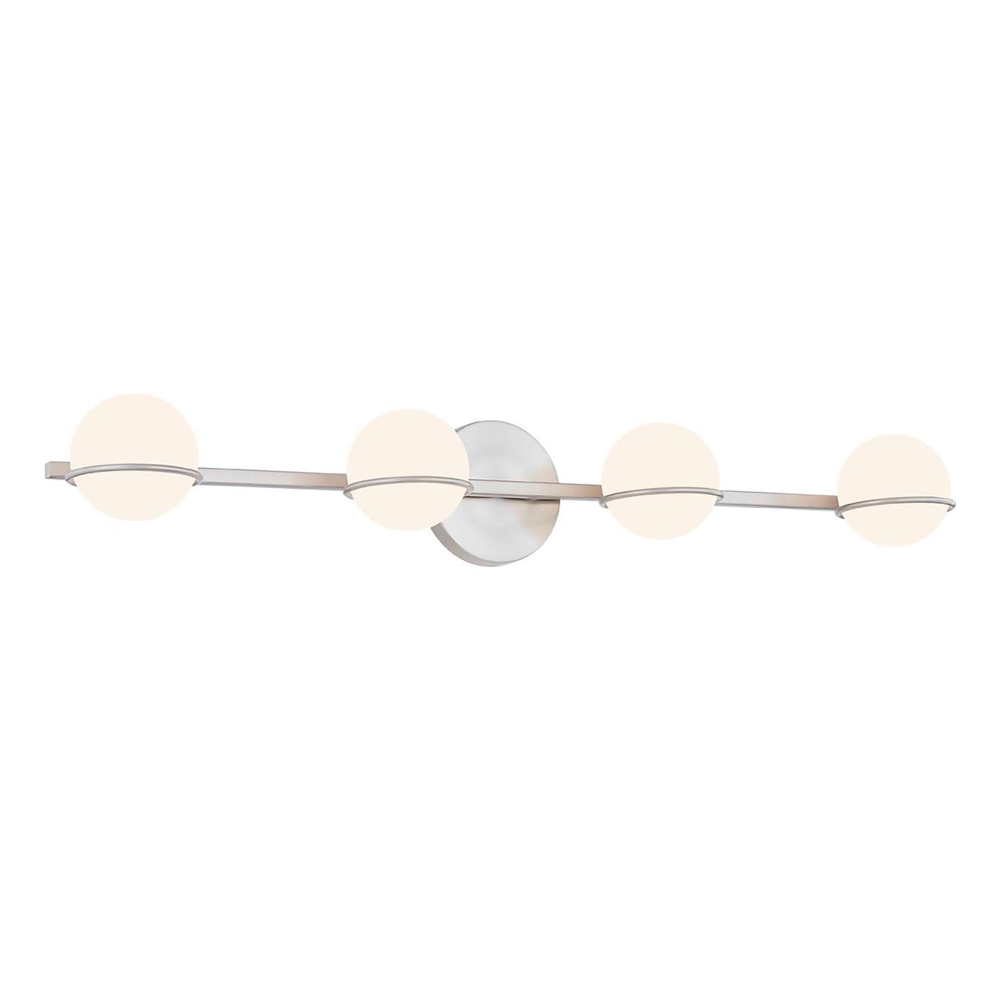 Barre de salle de bain Justice Design Group EVOLV Fusion Centric à 4 lumières avec abat-jour en verre opale